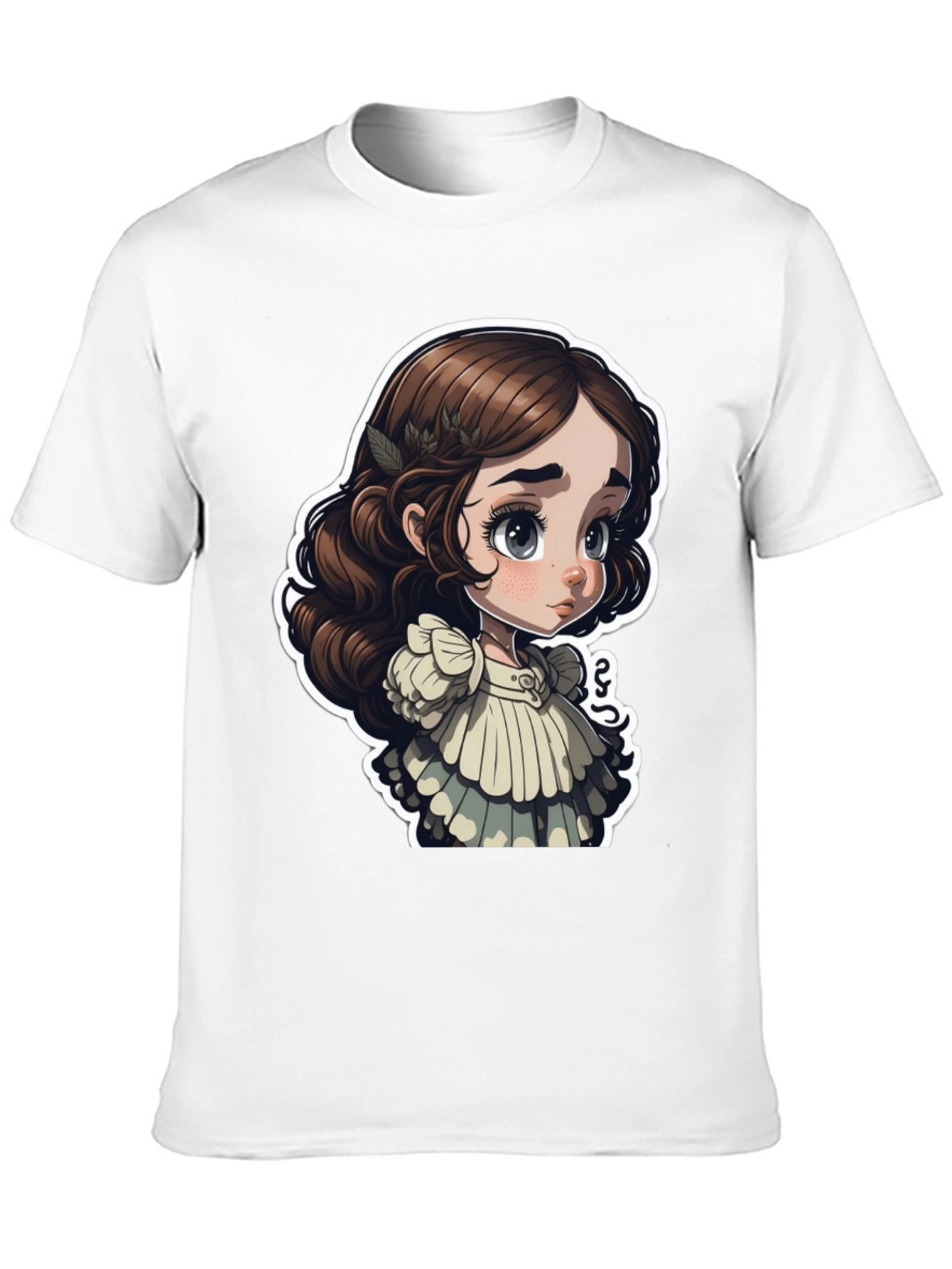 Cute Cartoon Girl Black T-Shirt