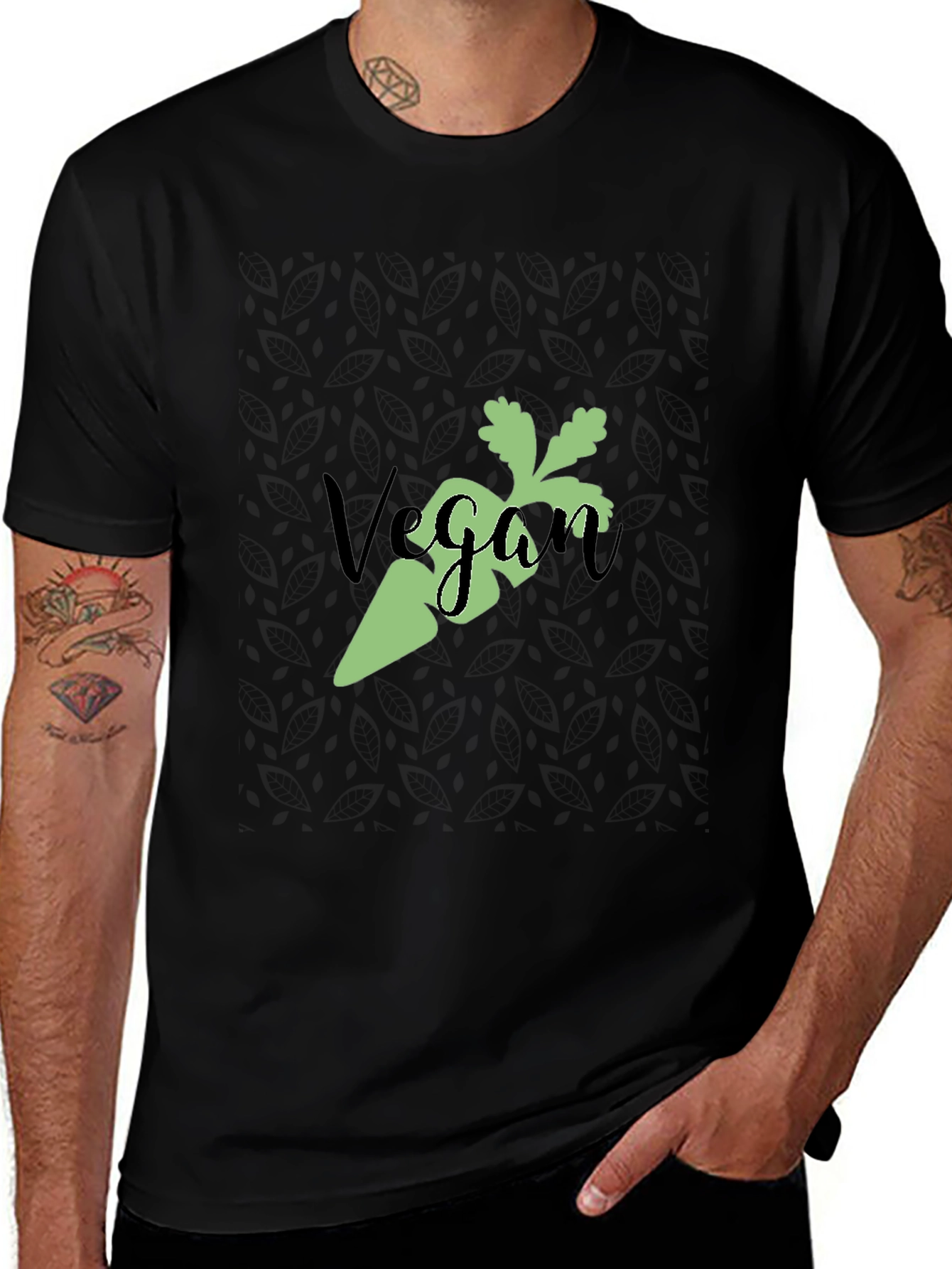 Vegan Carrot Graphic Tee - Black Soft Cotton