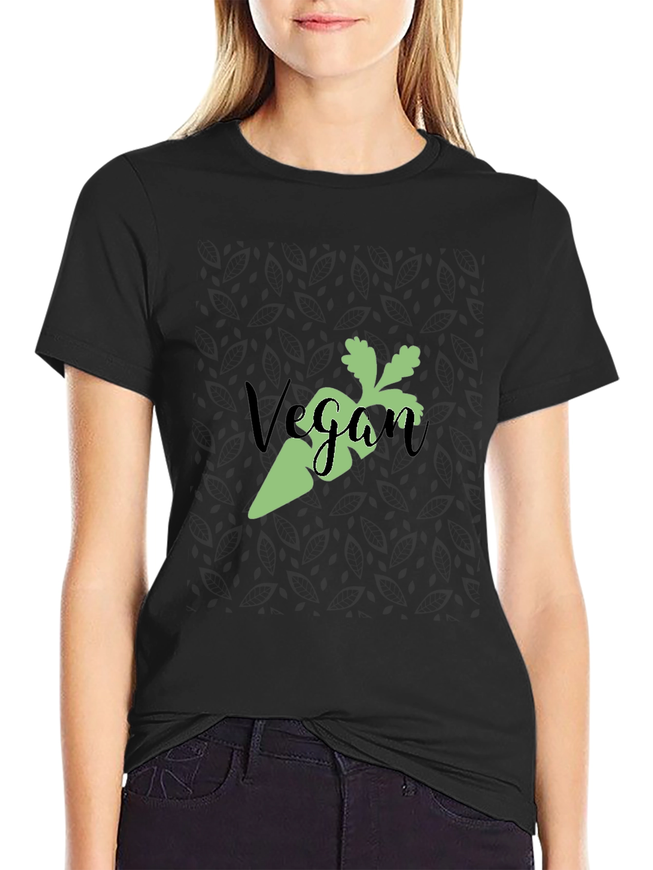 Vegan Carrot Graphic Tee - Black Soft Cotton