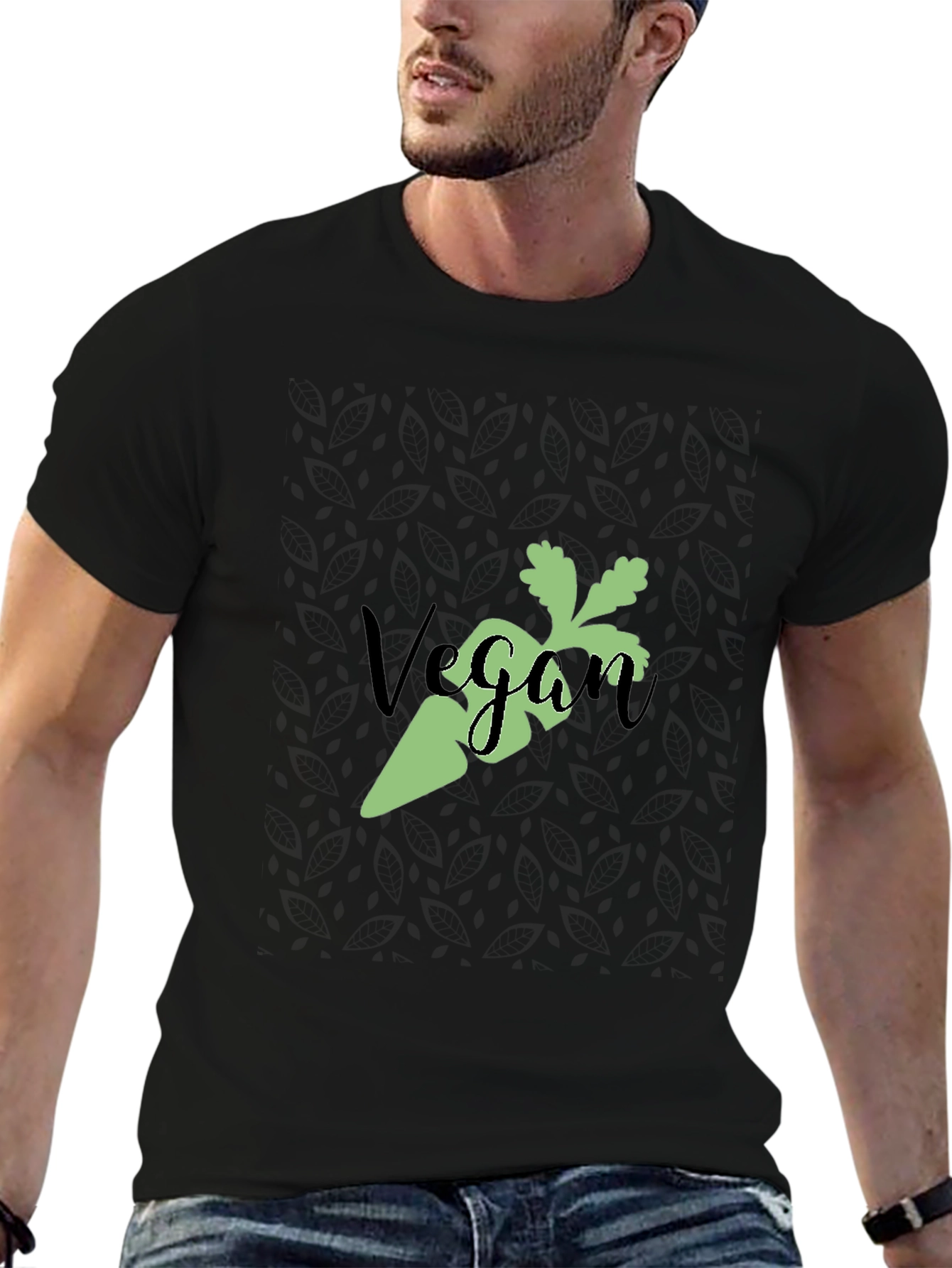Vegan Carrot Graphic Tee - Black Soft Cotton