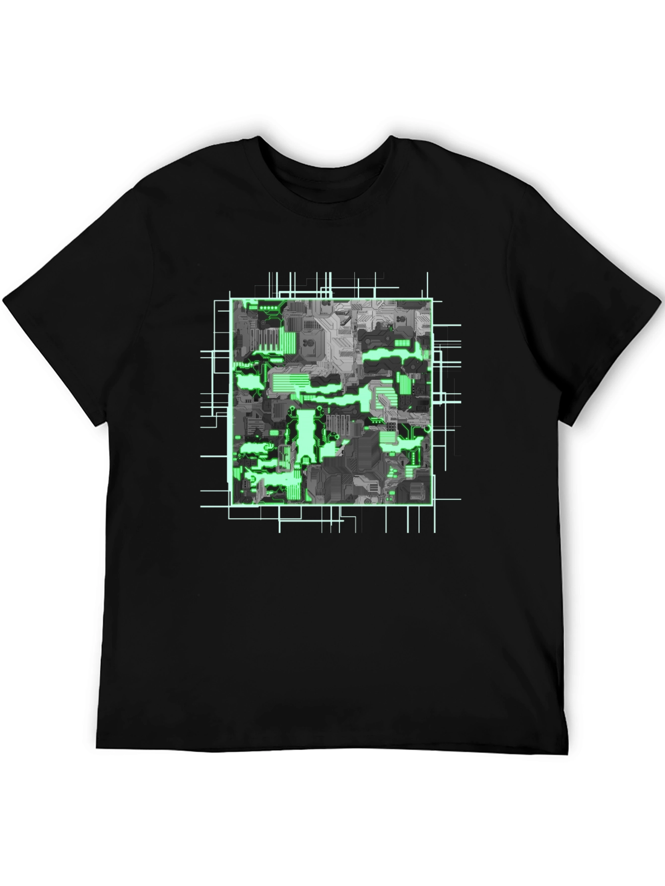 Cyber Circuit Board Graphic Tee - Futuristic Style