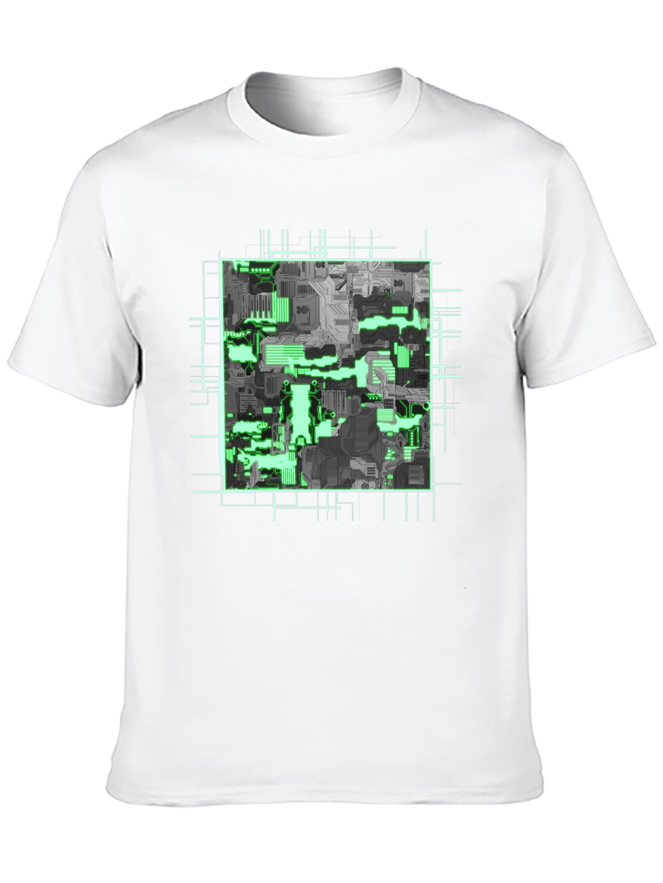 Cyber Circuit Board Graphic Tee - Futuristic Style