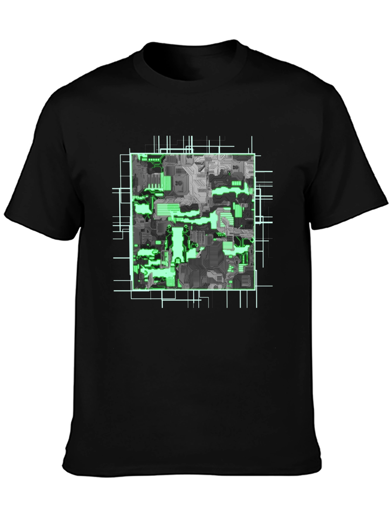 Cyber Circuit Board Graphic Tee - Futuristic Style