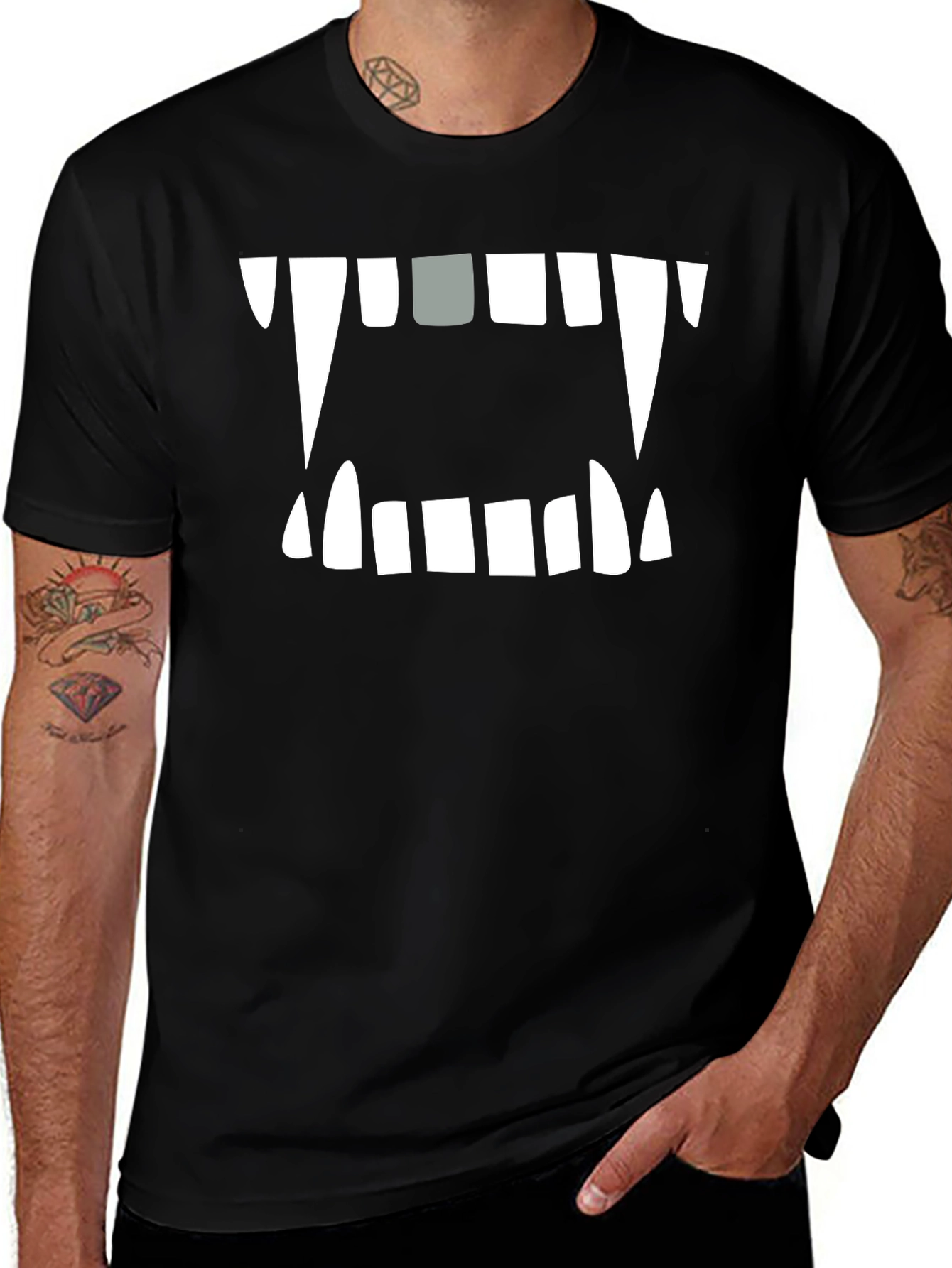 Monster Mouth Graphic Tee - Black Cotton Blend