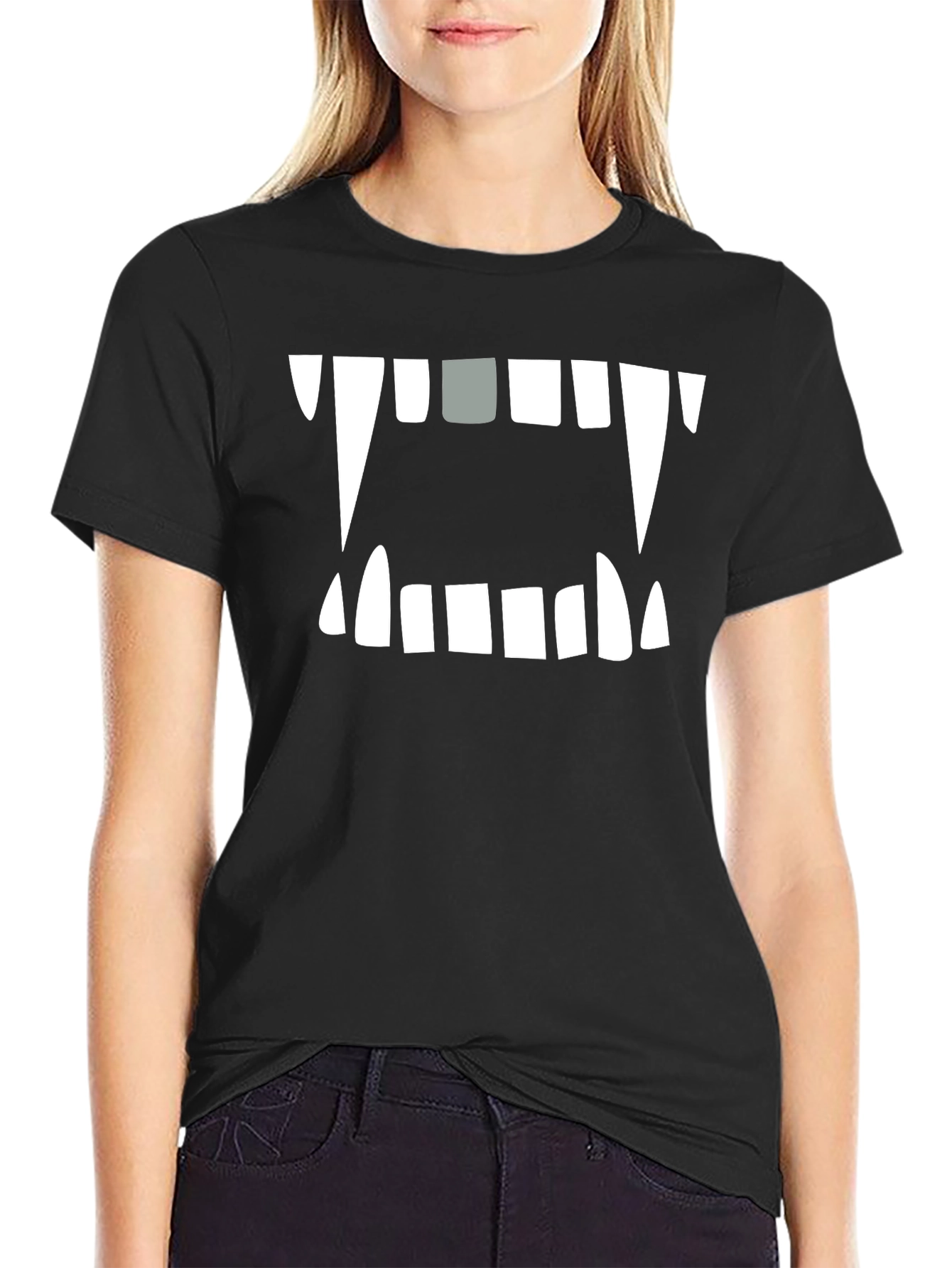 Monster Mouth Graphic Tee - Black Cotton Blend
