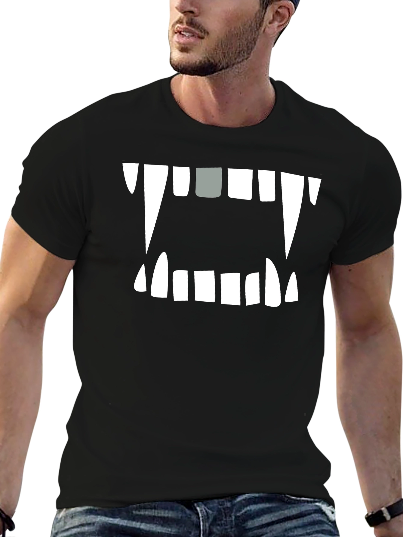 Monster Mouth Graphic Tee - Black Cotton Blend
