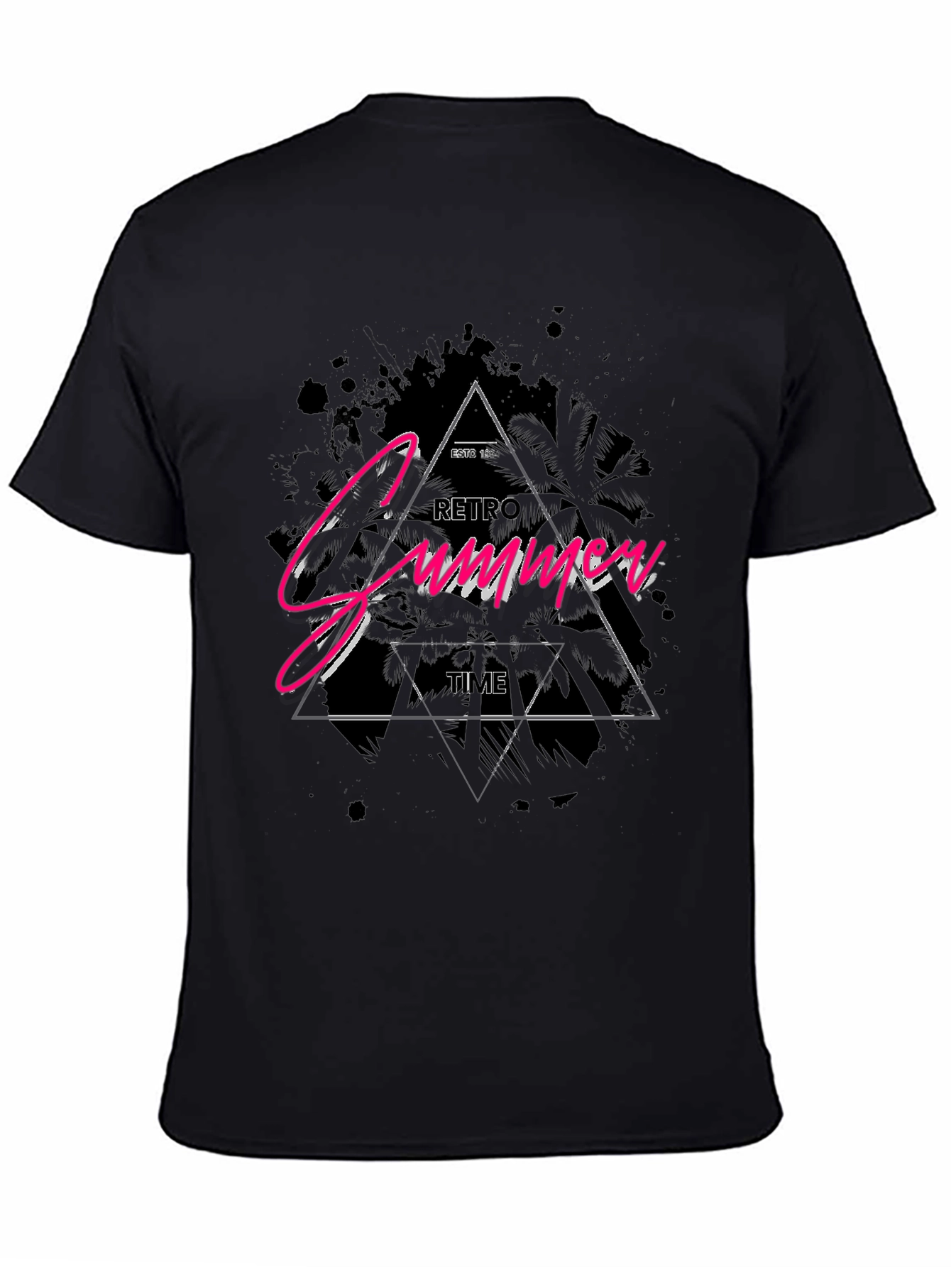 Retro Summer Time Graphic Black T-Shirt