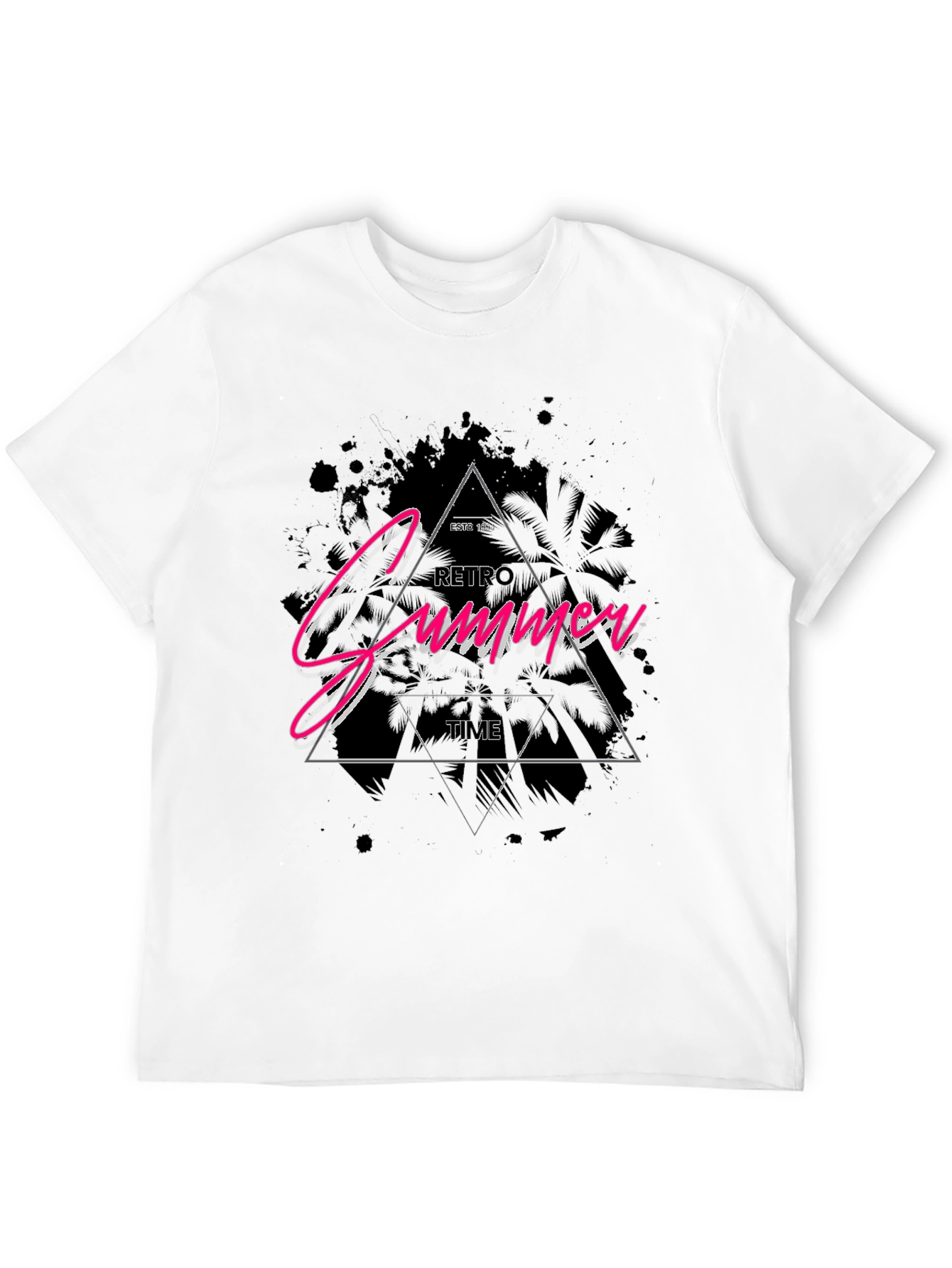 Retro Summer Time Graphic Black T-Shirt