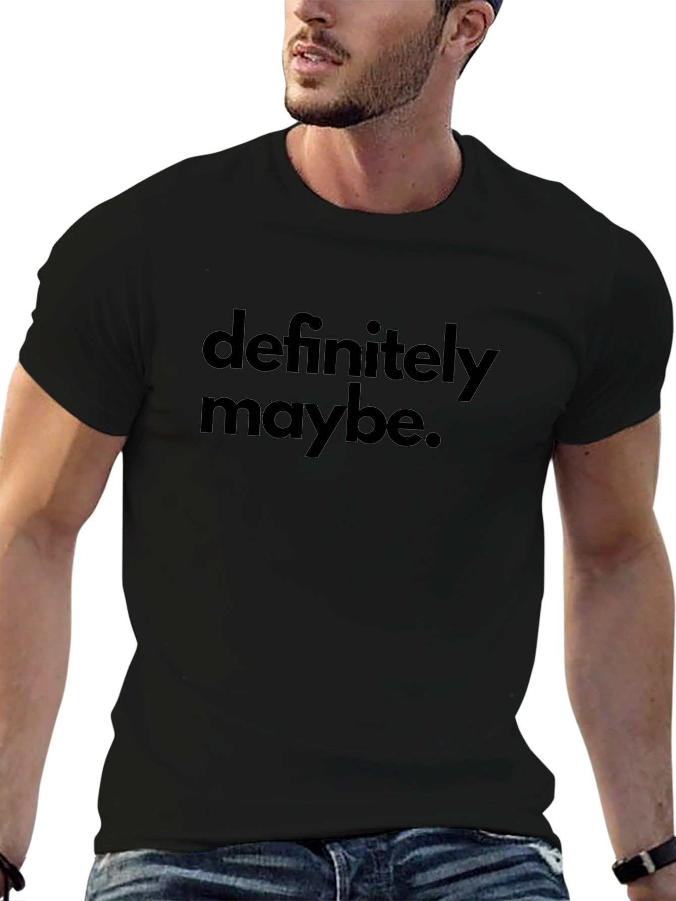 Definitely Maybe Graphic Tee - Casual Black T-Shirt