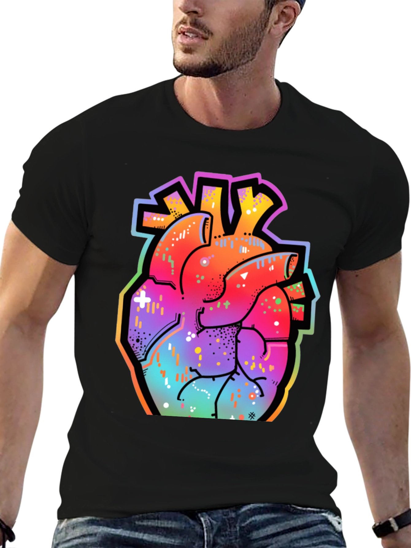 Vibrant Anatomical Heart Graphic Tee - Streetwear Style