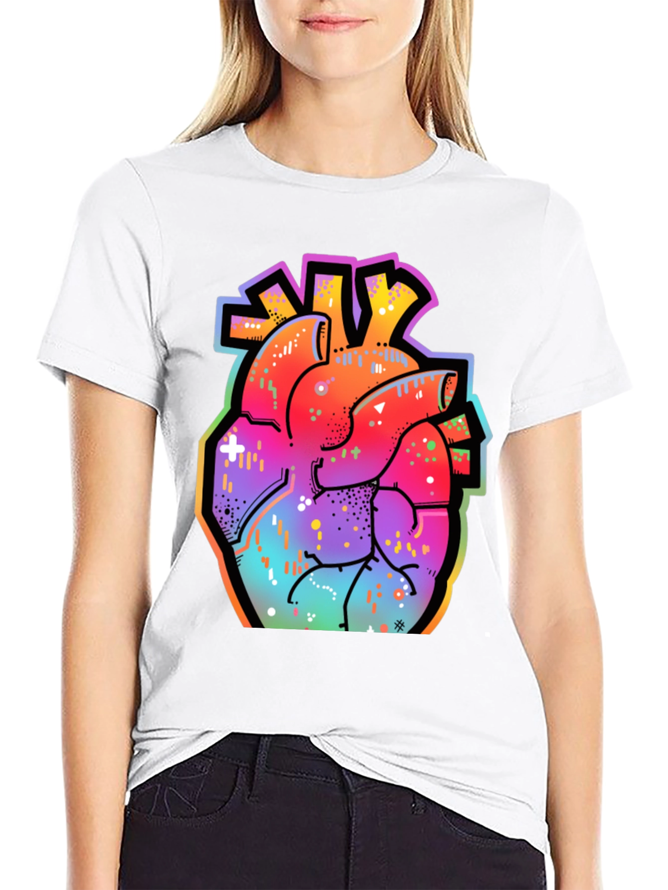 Vibrant Anatomical Heart Graphic Tee - Streetwear Style