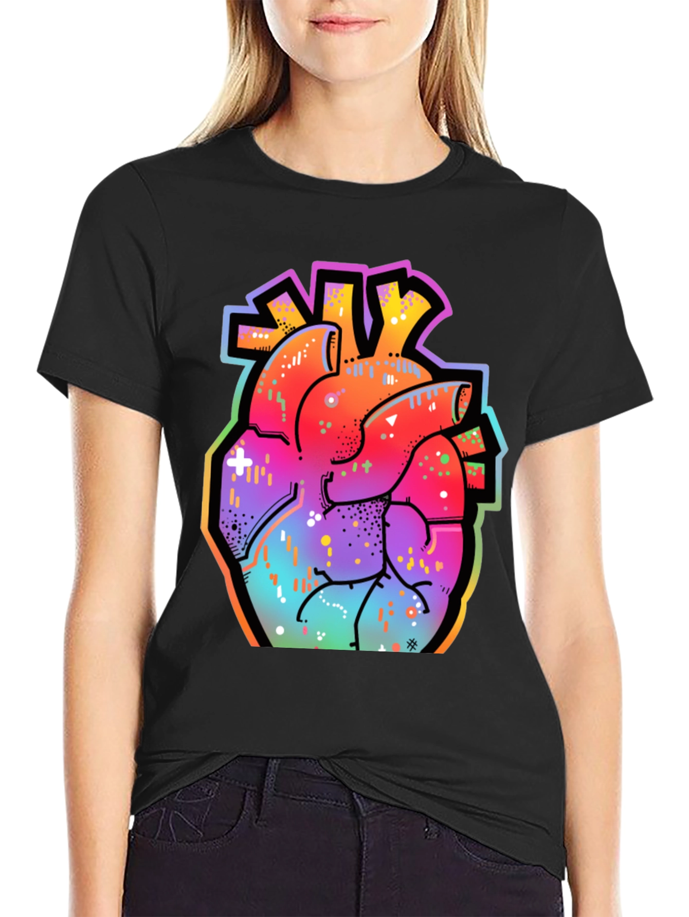 Vibrant Anatomical Heart Graphic Tee - Streetwear Style