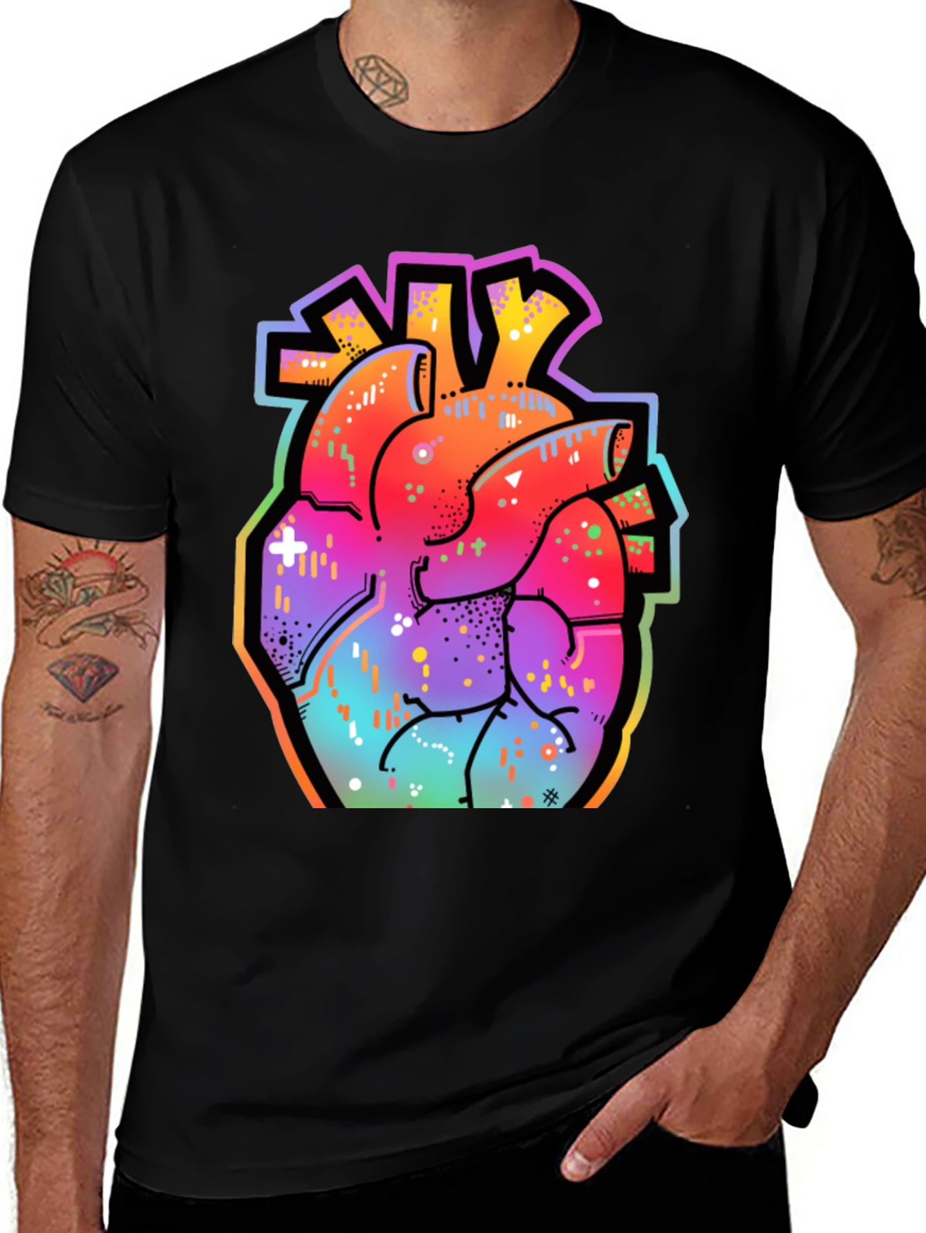 Vibrant Anatomical Heart Graphic Tee - Streetwear Style
