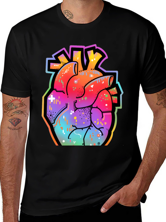 Vibrant Anatomical Heart Graphic Tee - Streetwear Style