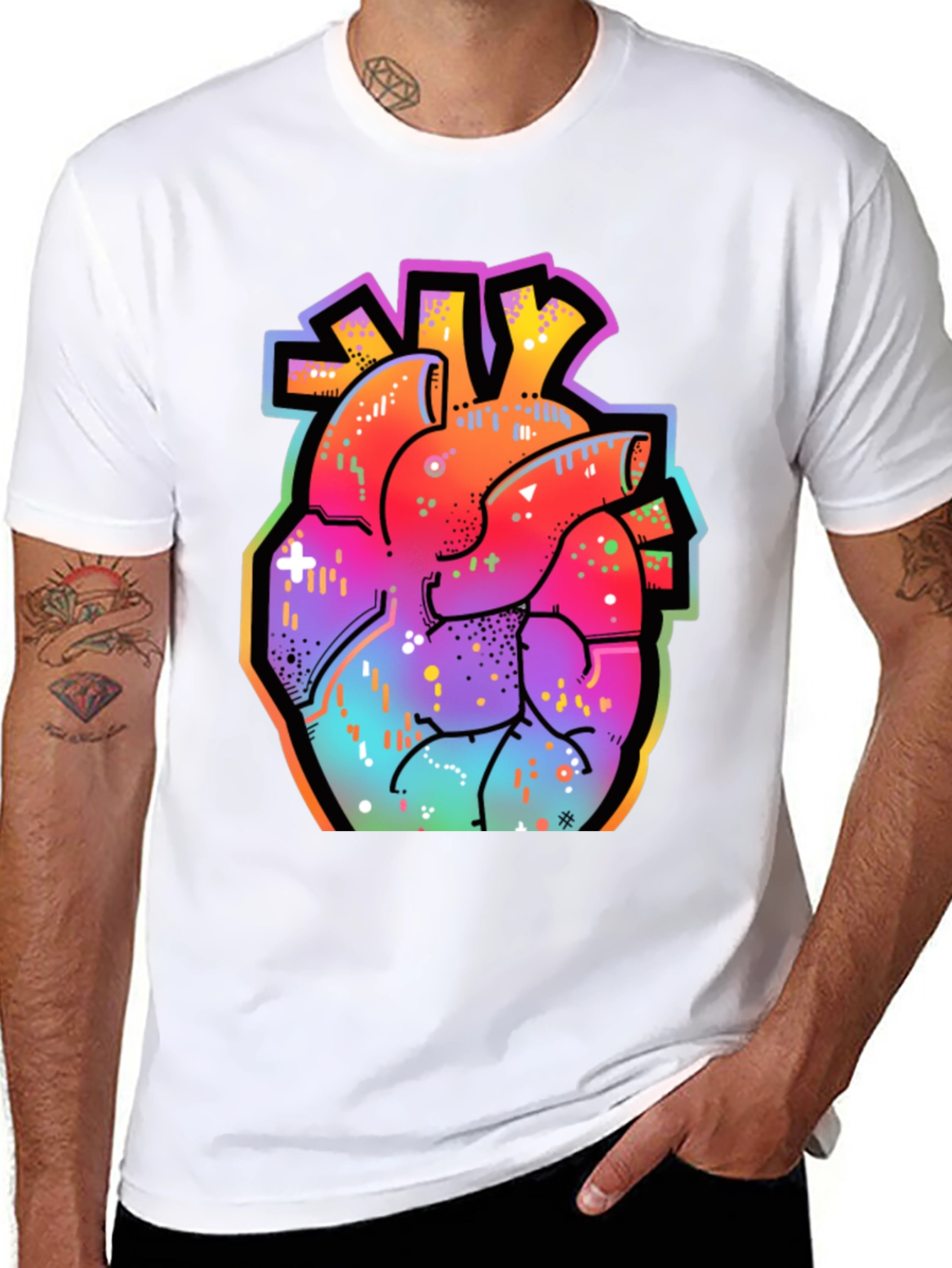 Vibrant Anatomical Heart Graphic Tee - Streetwear Style