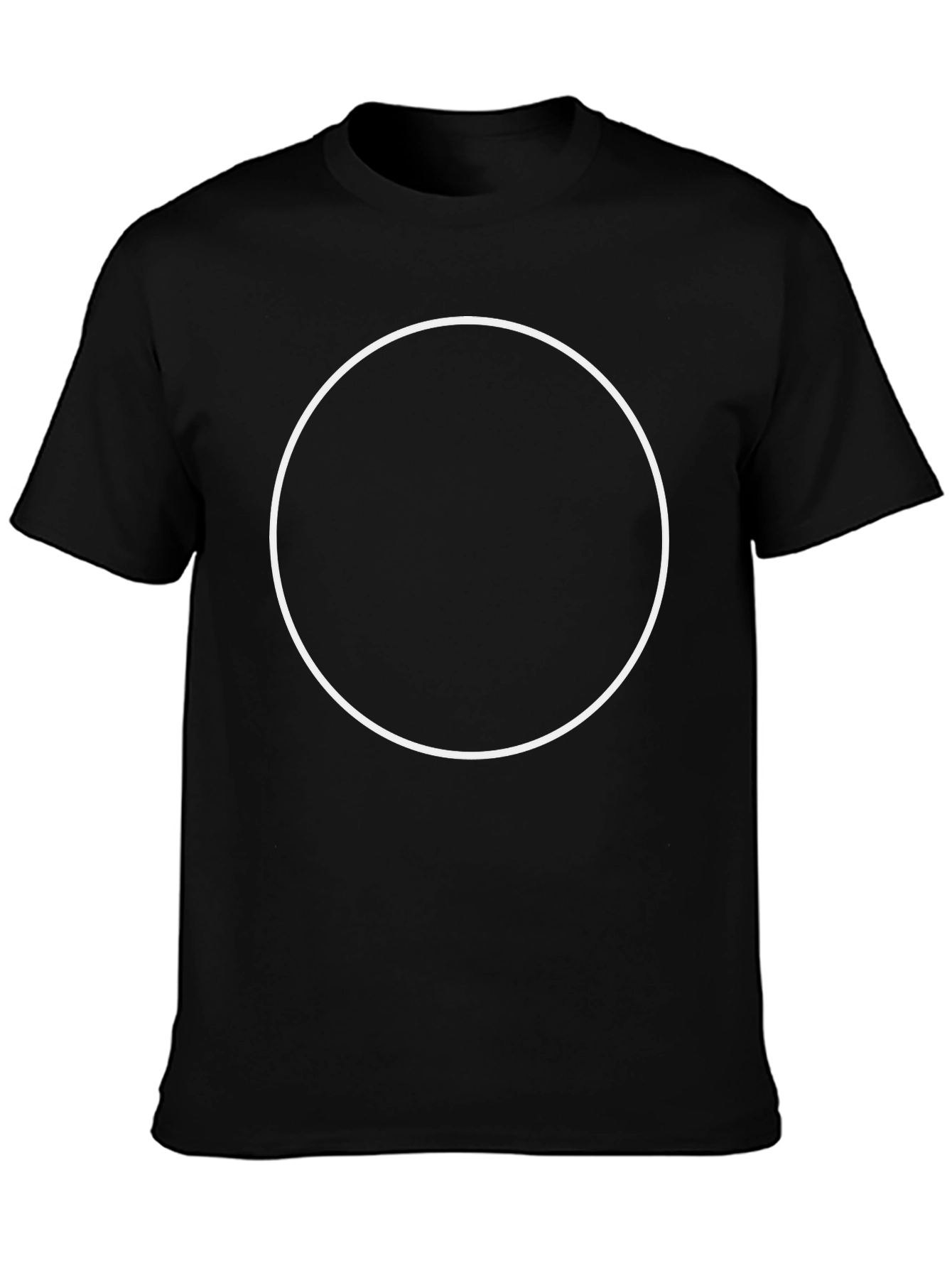 Classic Black Crew Neck T-Shirt with Customizable Circle