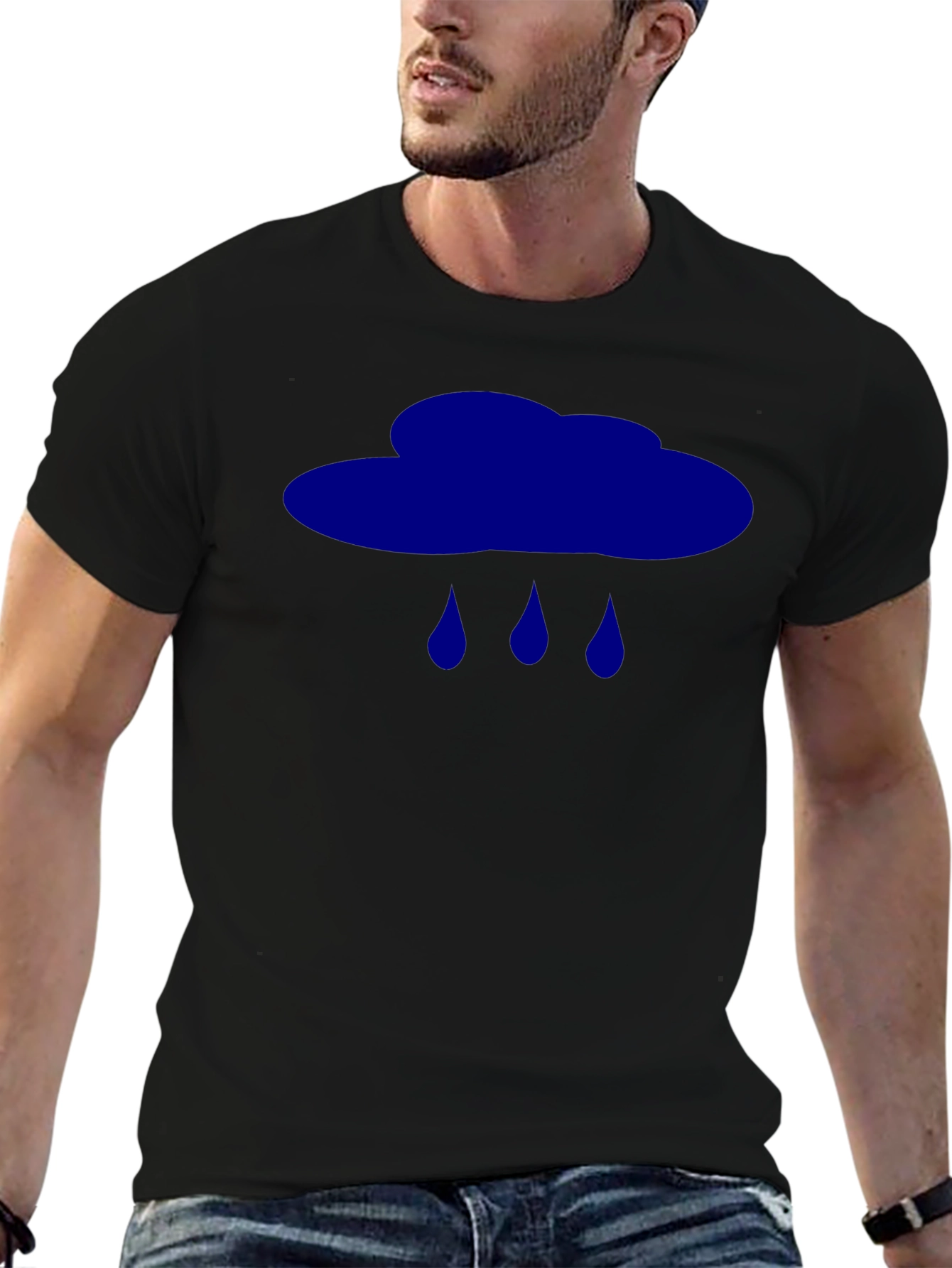 Rain Cloud Graphic Tee - Classic Black Cotton T-Shirt