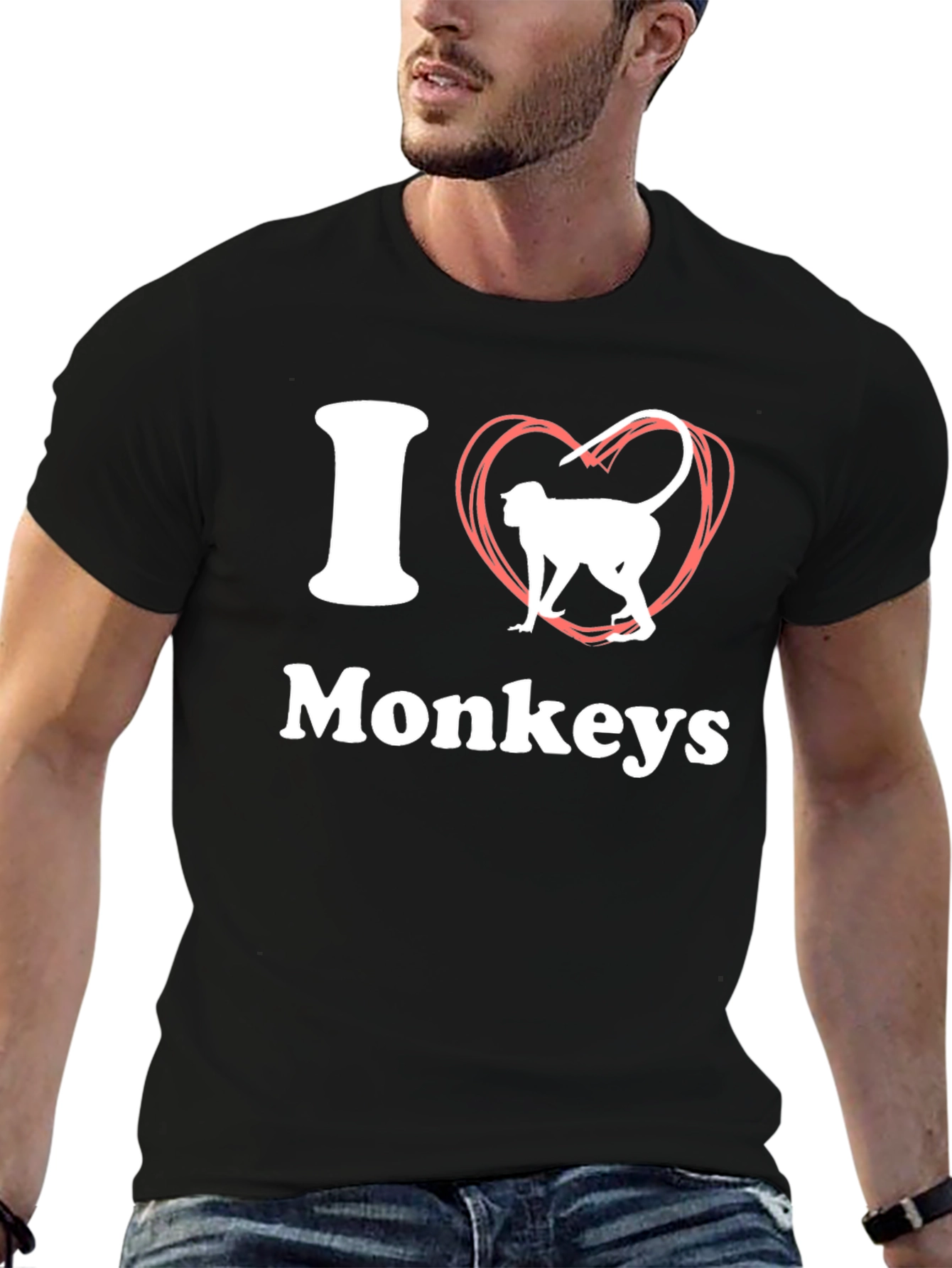 I Heart Monkeys Graphic Tee - Black
