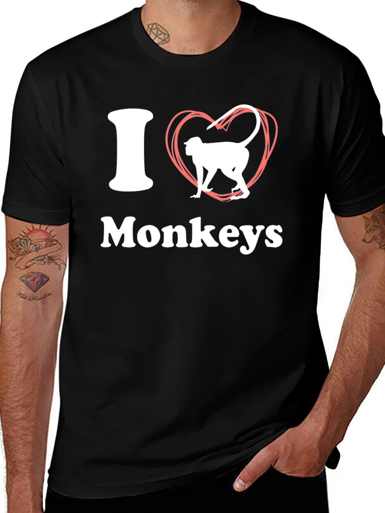 I Heart Monkeys Graphic Tee - Black