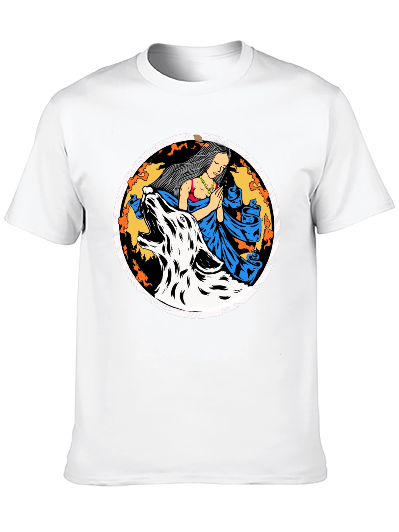 Wolf & Woman Graphic Tee - Black Cotton T-Shirt