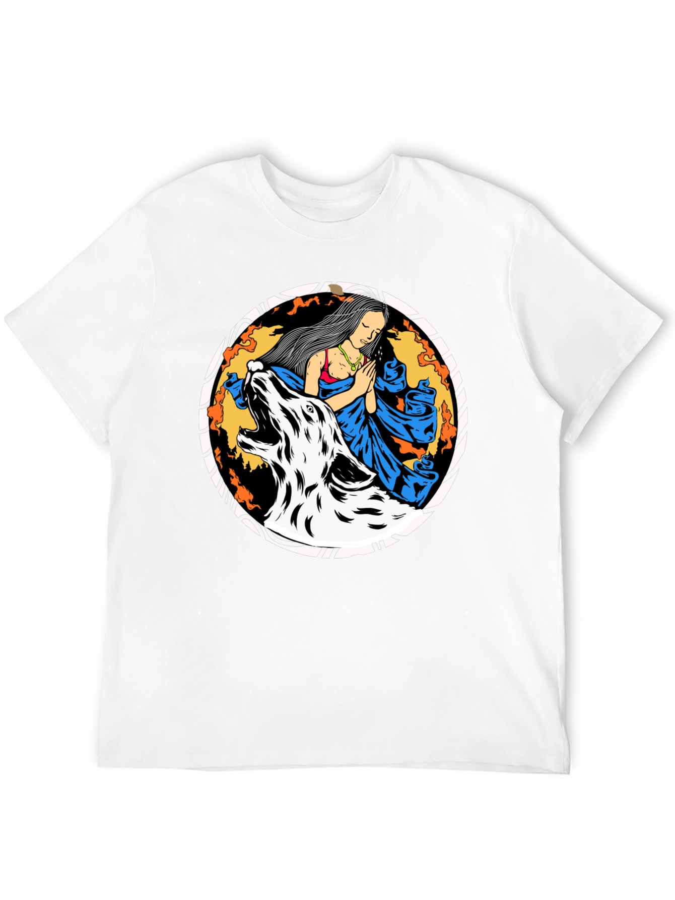 Wolf & Woman Graphic Tee - Black Cotton T-Shirt
