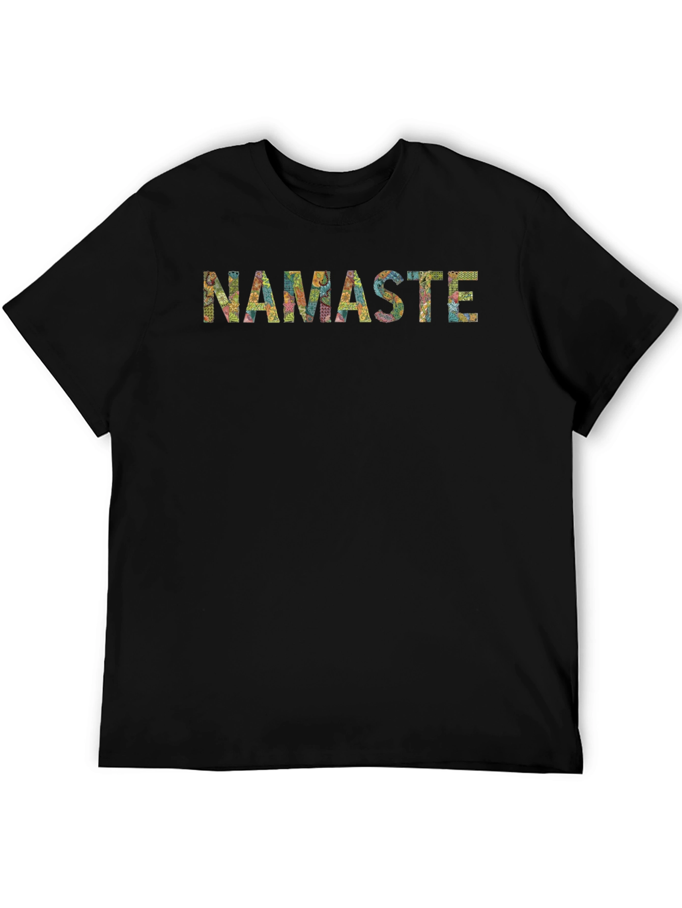 Namaste Patterned Graphic Black T-Shirt