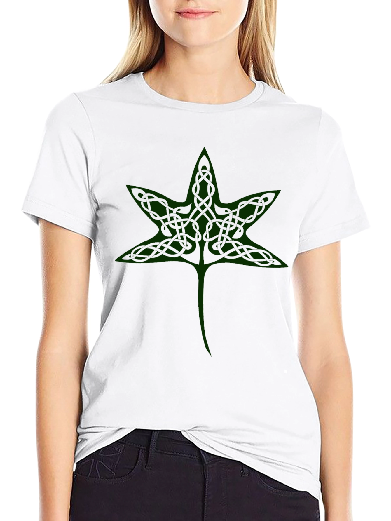 Celtic Knot Leaf Black T-Shirt
