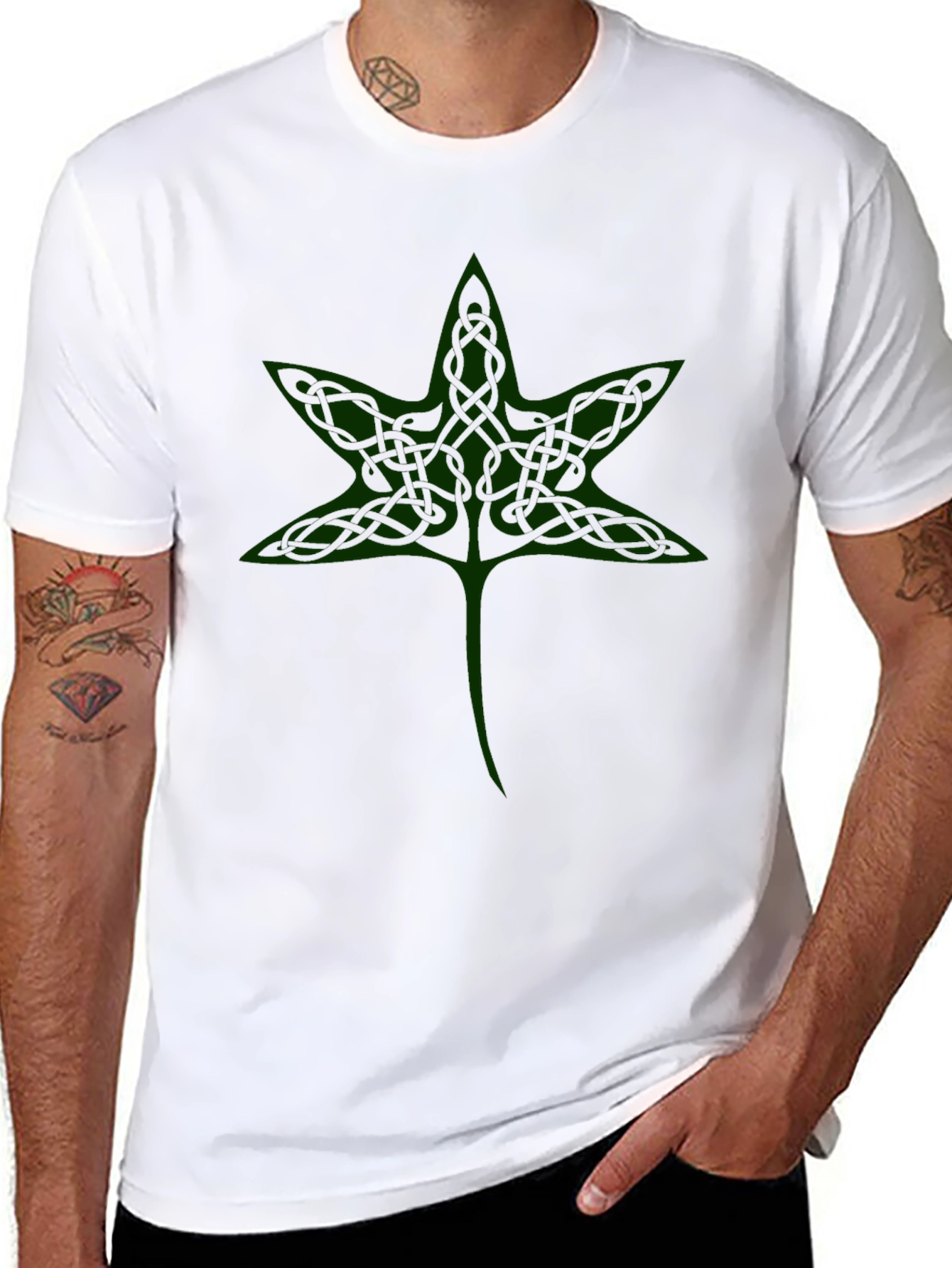 Celtic Knot Leaf Black T-Shirt