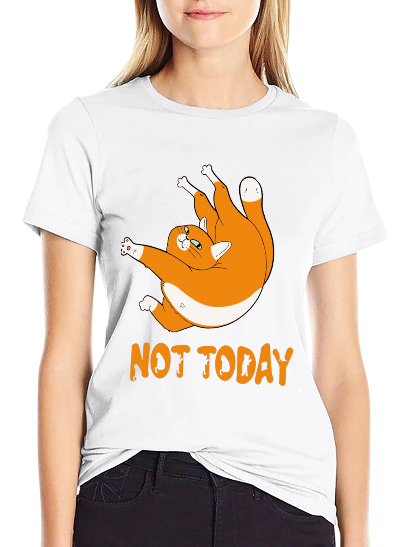 Not Today Cat Graphic Black T-Shirt