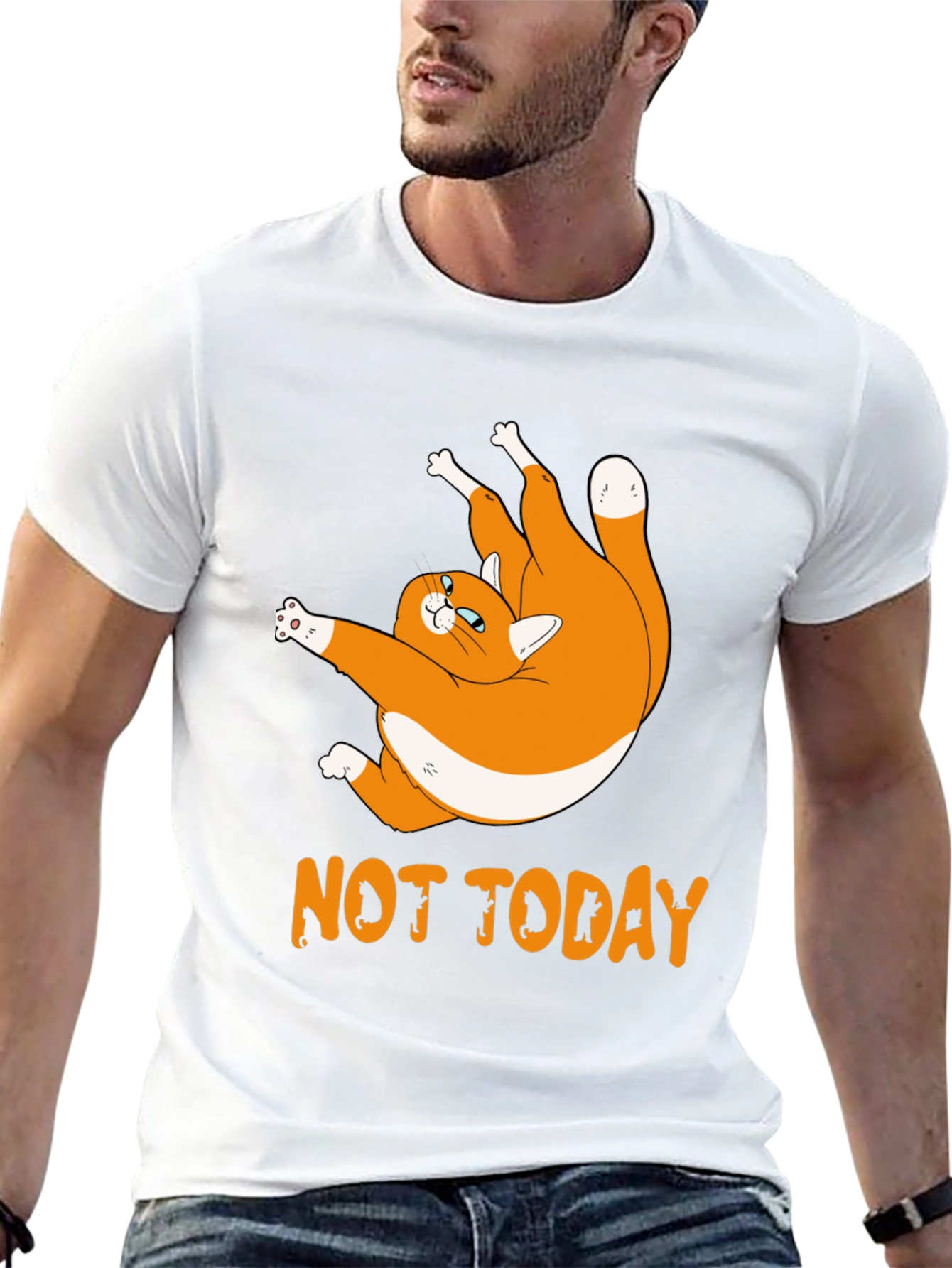 Not Today Cat Graphic Black T-Shirt