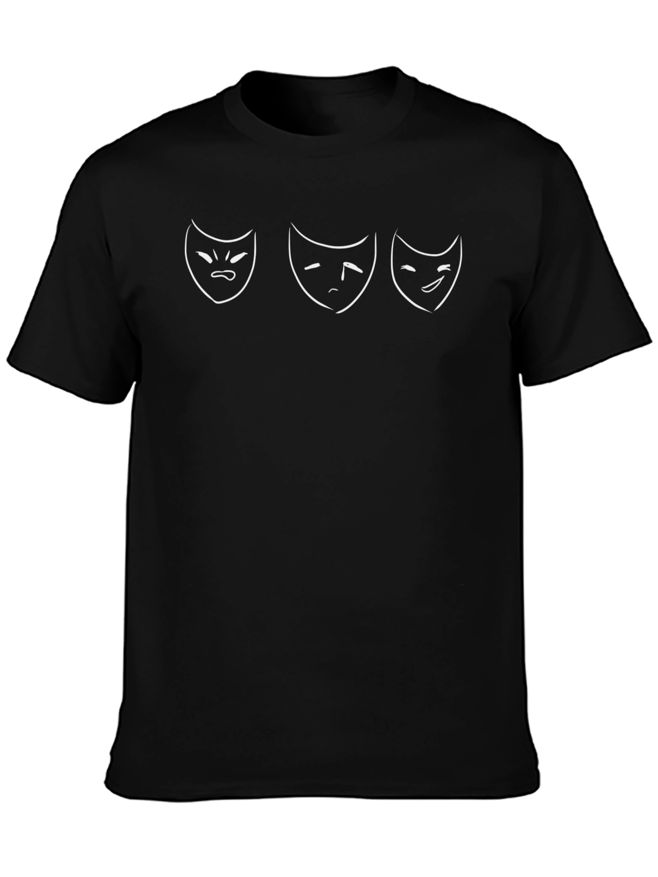 Drama Masks Graphic T-Shirt - Black Cotton Blend