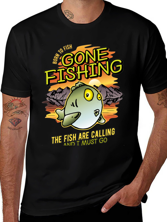 Gone Fishing Mens Graphic Tee