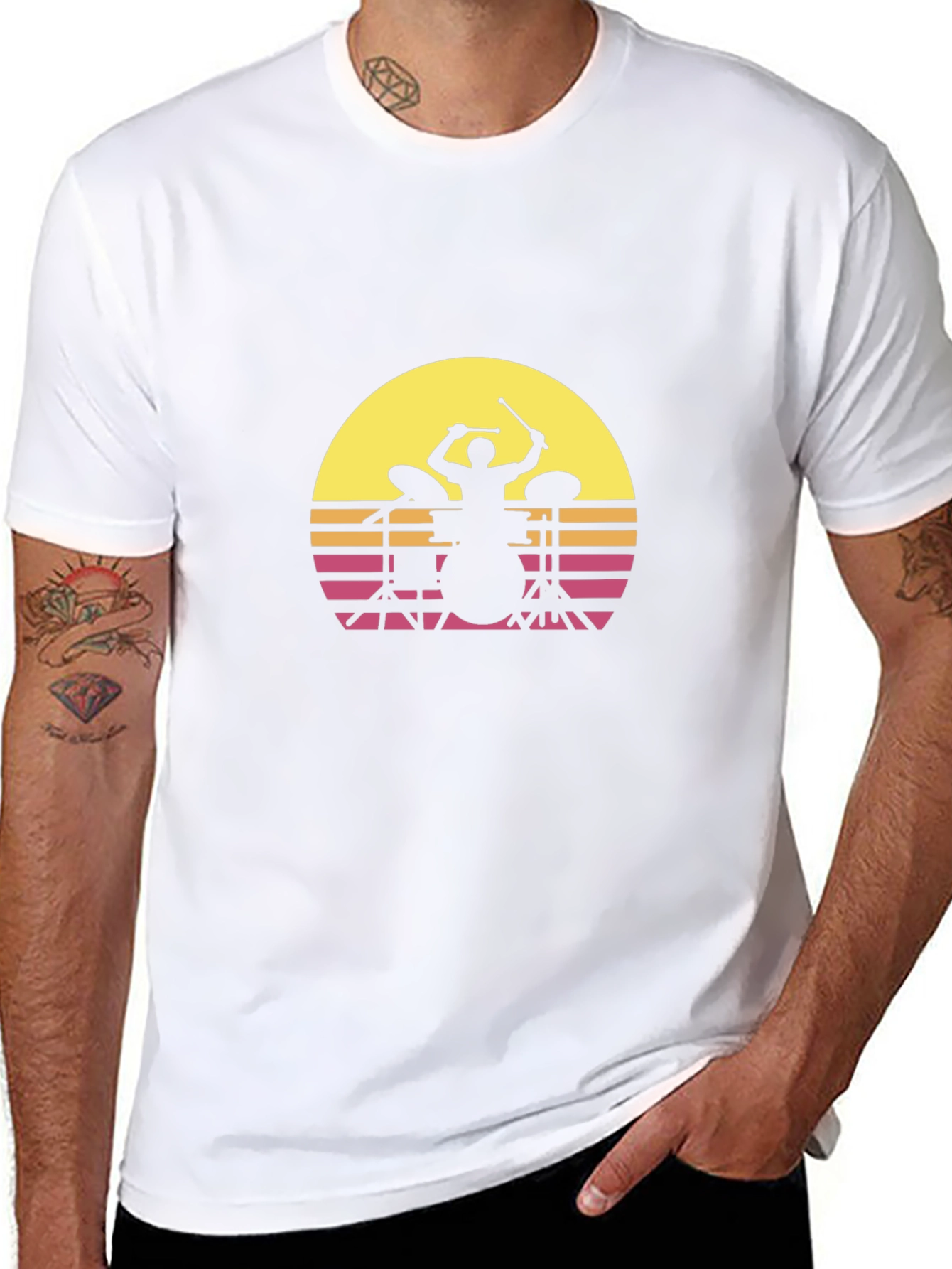 Retro Drummer Silhouette T-Shirt