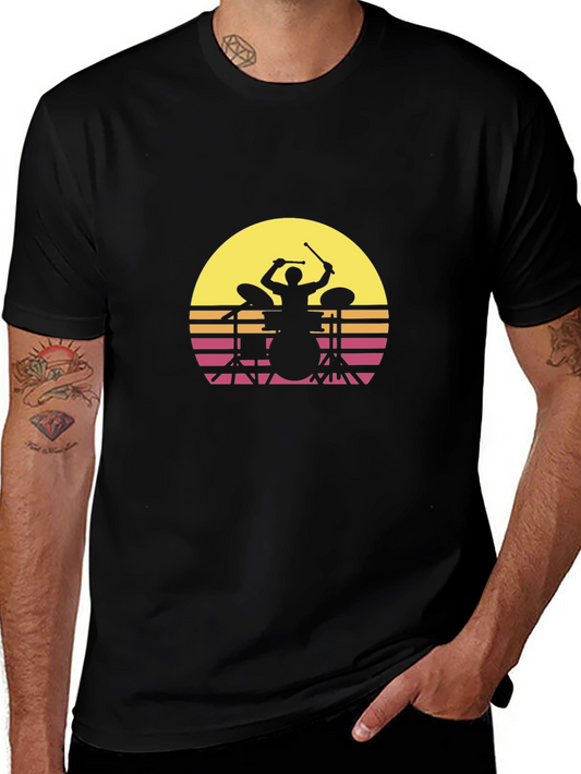Retro Drummer Silhouette T-Shirt