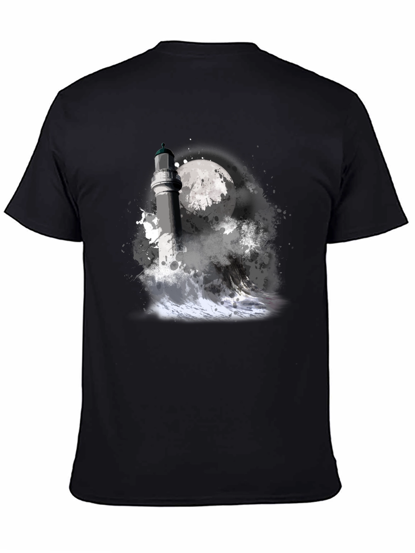 Lighthouse Moon Graphic Tee - Black