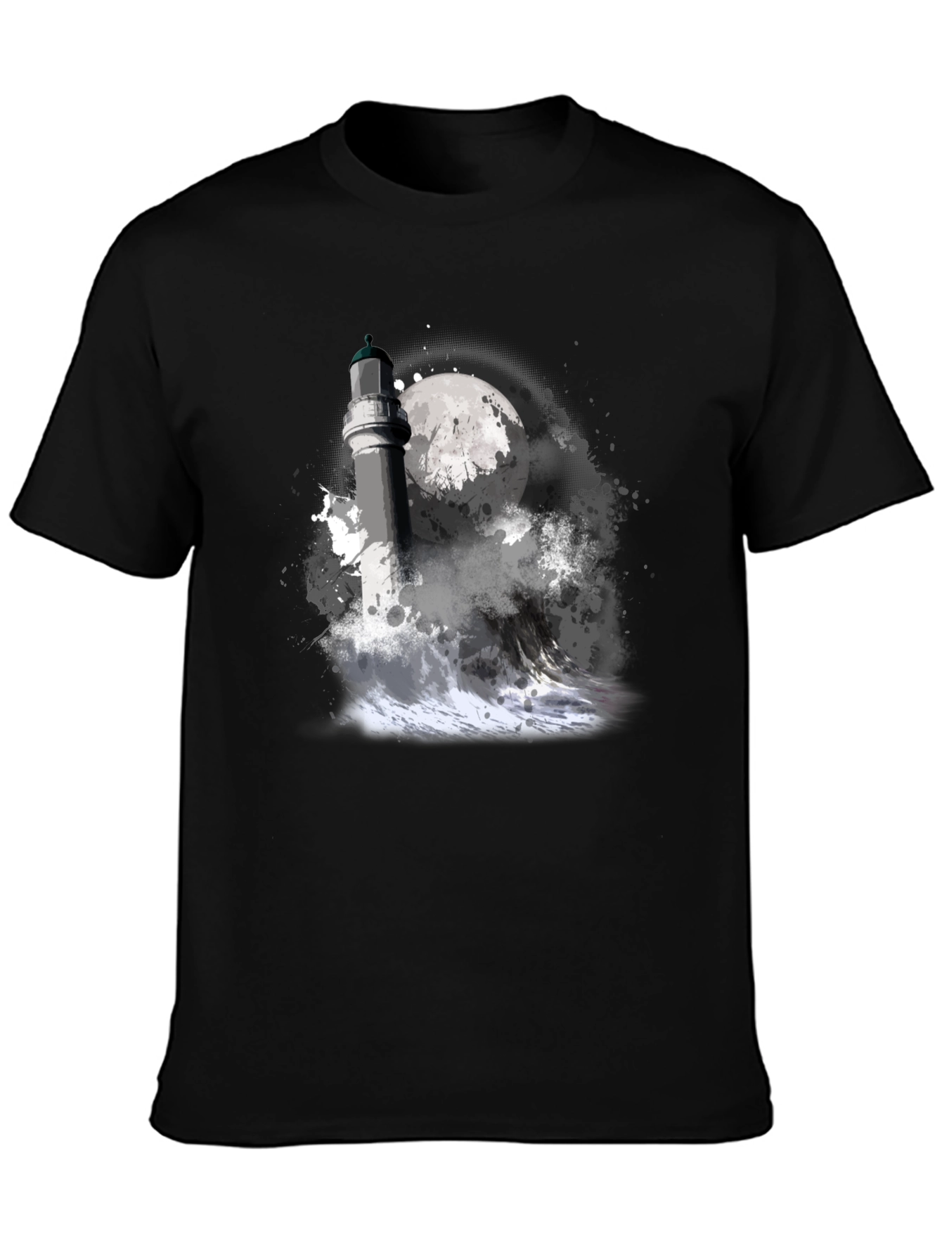 Lighthouse Moon Graphic Tee - Black