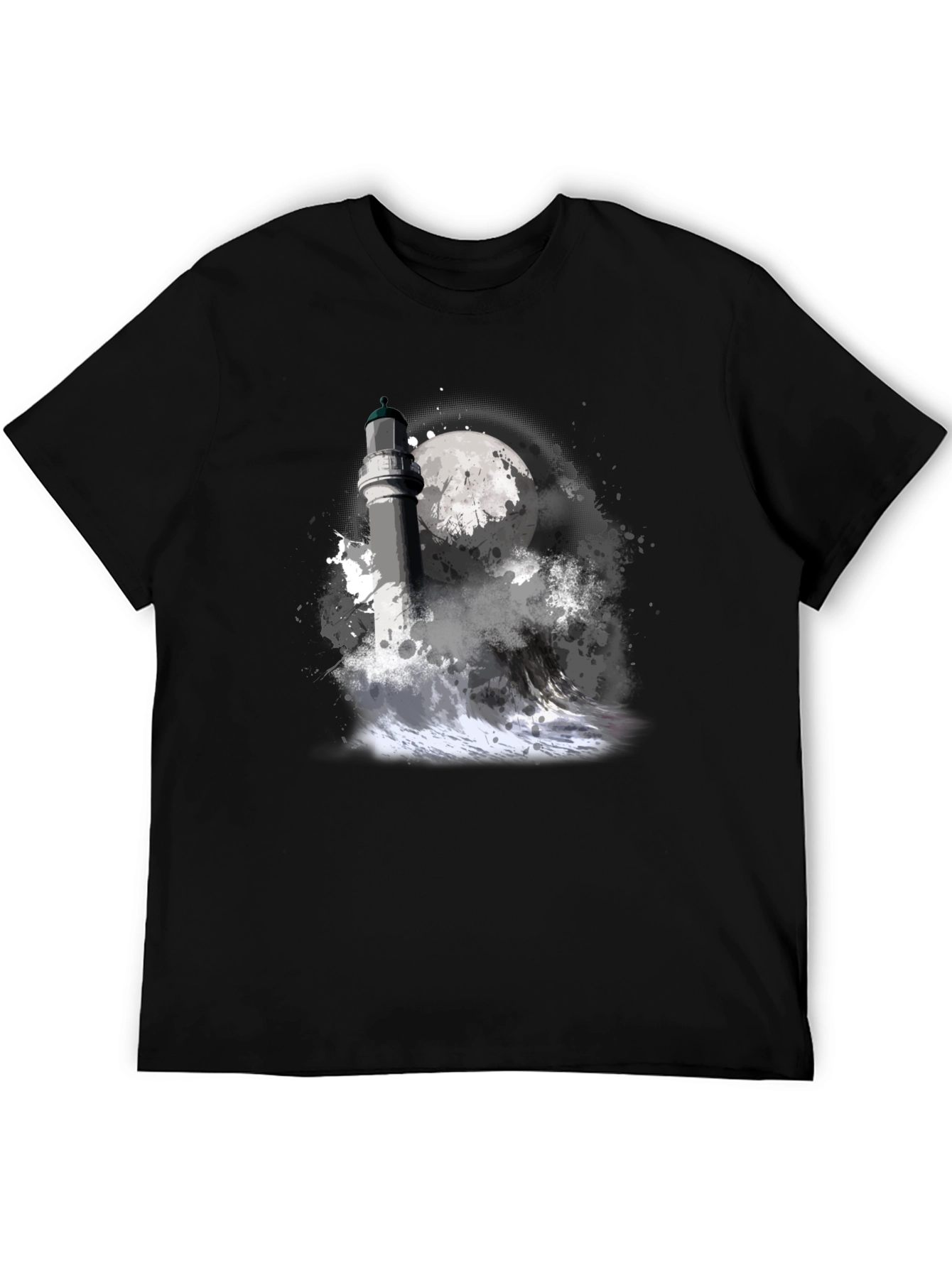 Lighthouse Moon Graphic Tee - Black
