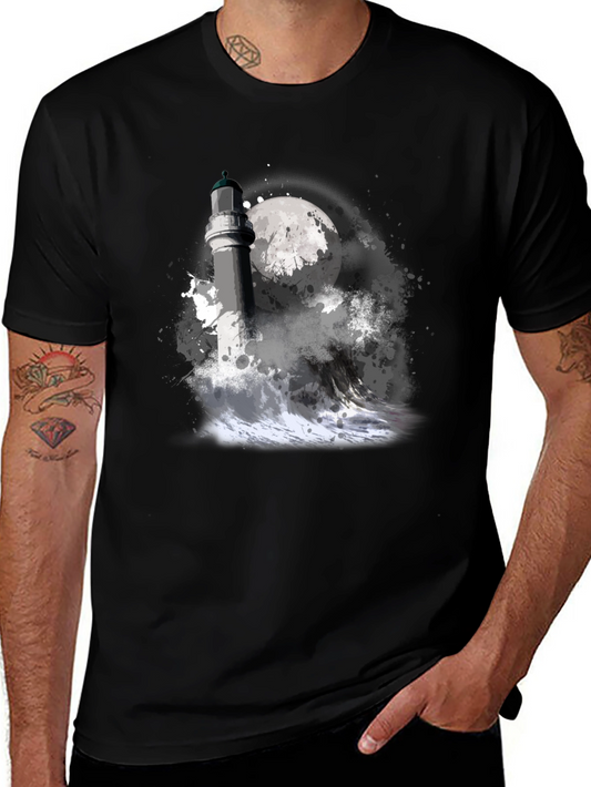 Lighthouse Moon Graphic Tee - Black