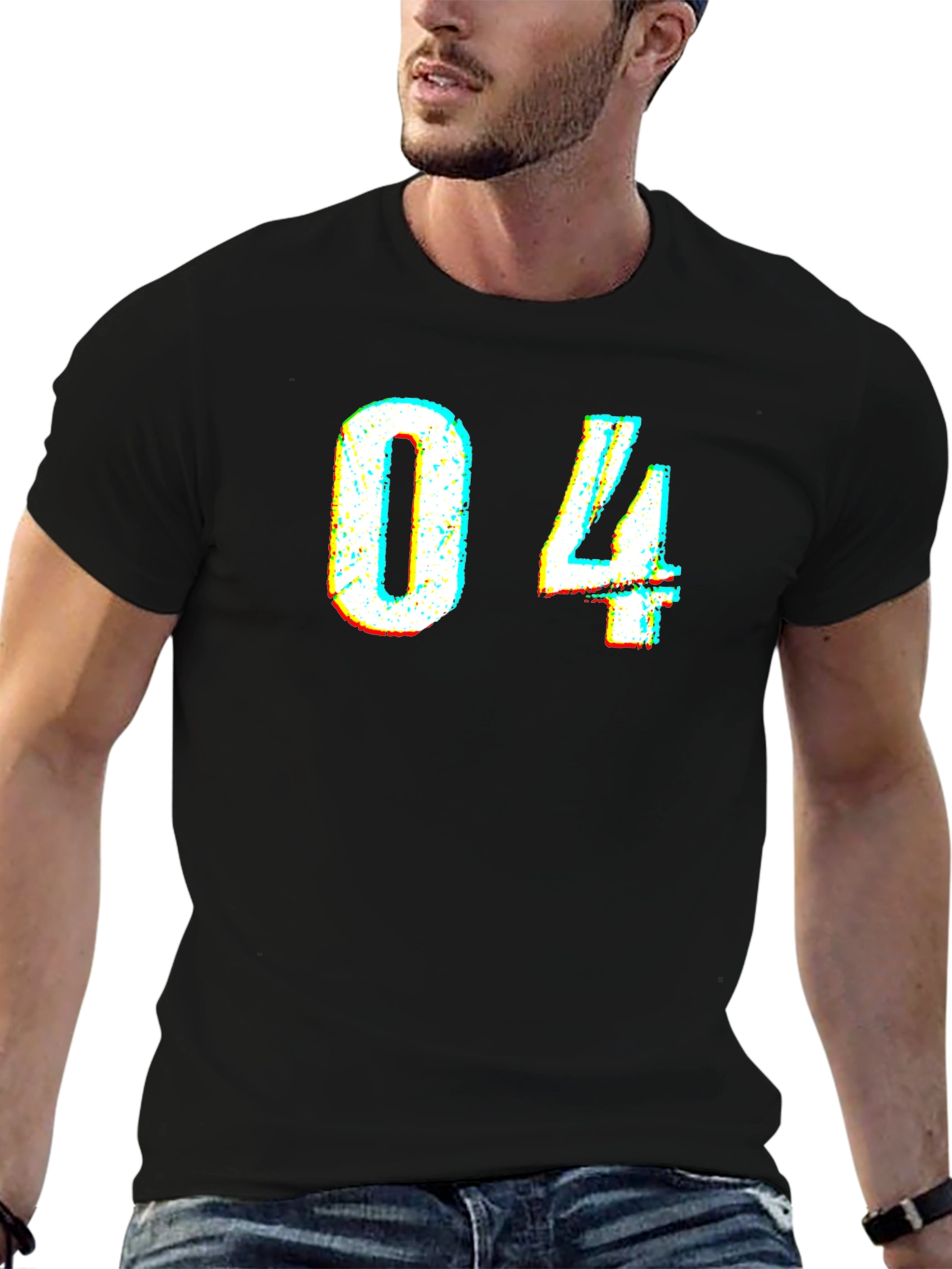 Distressed 04 Graphic Black T-Shirt