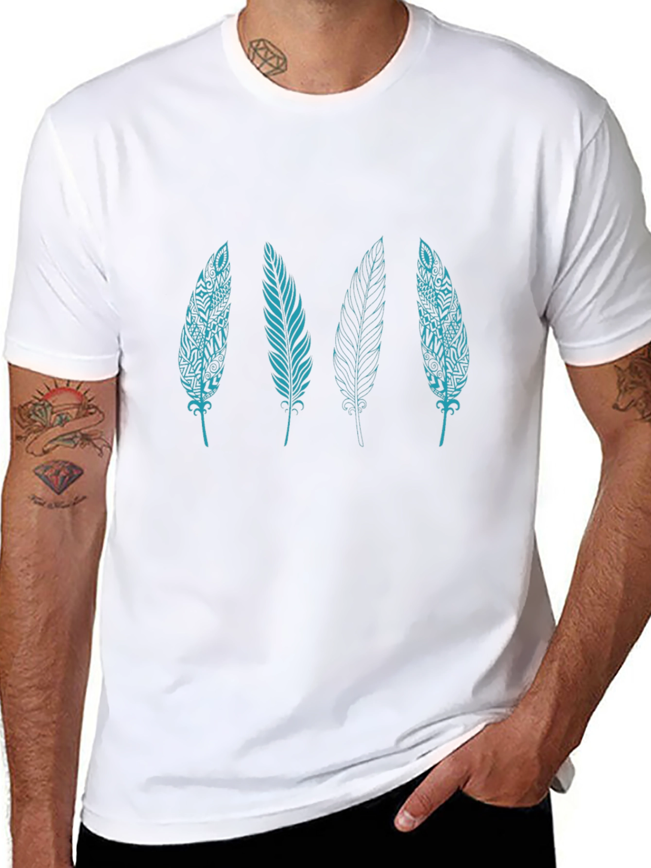 Feather Graphic T-Shirt - Black