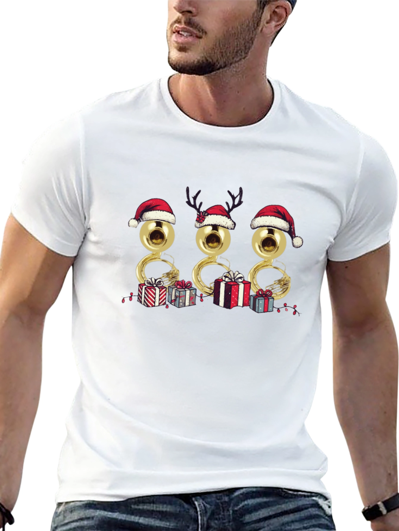 Christmas Tuba Santa Hat T-Shirt