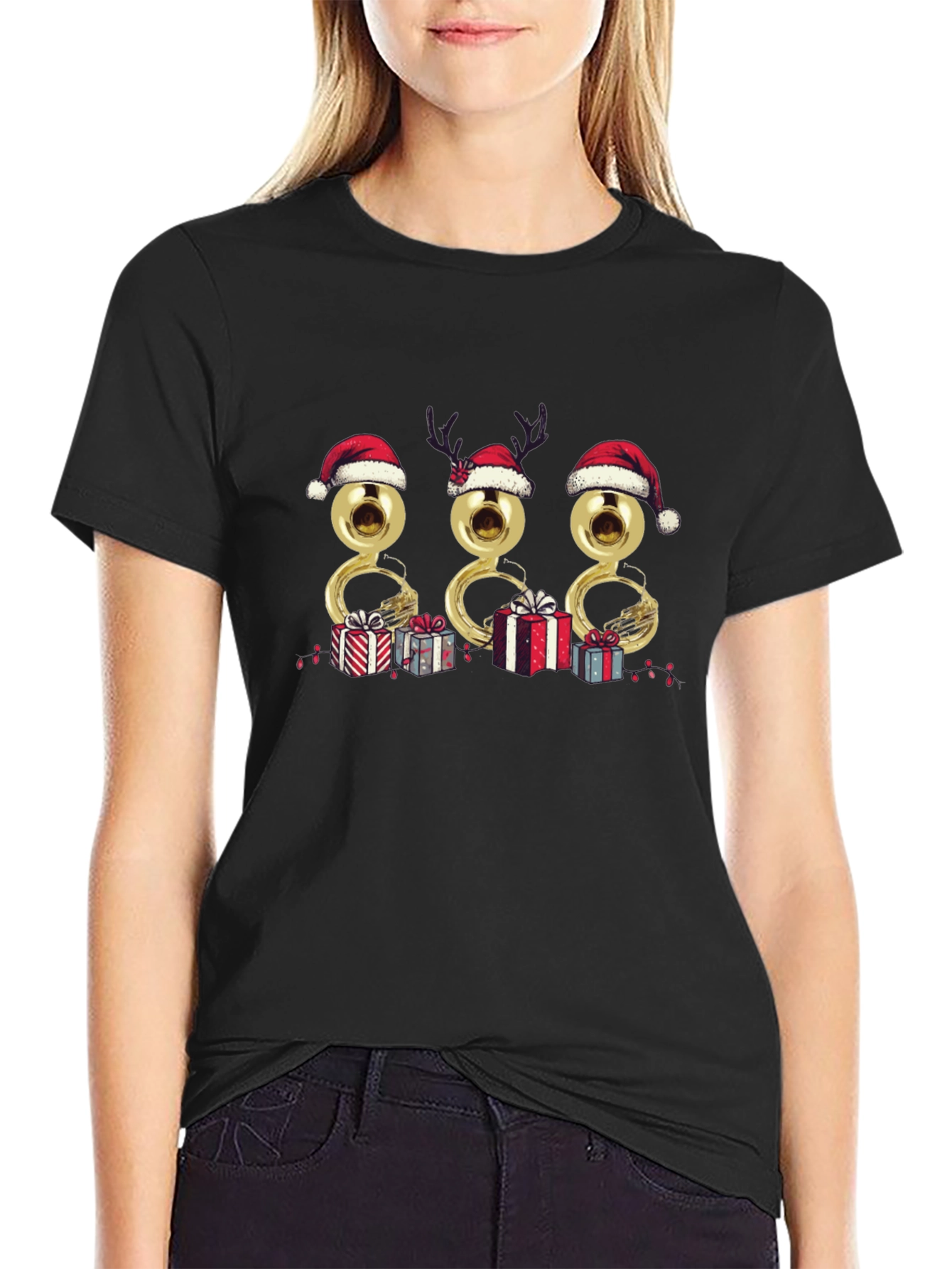 Christmas Tuba Santa Hat T-Shirt