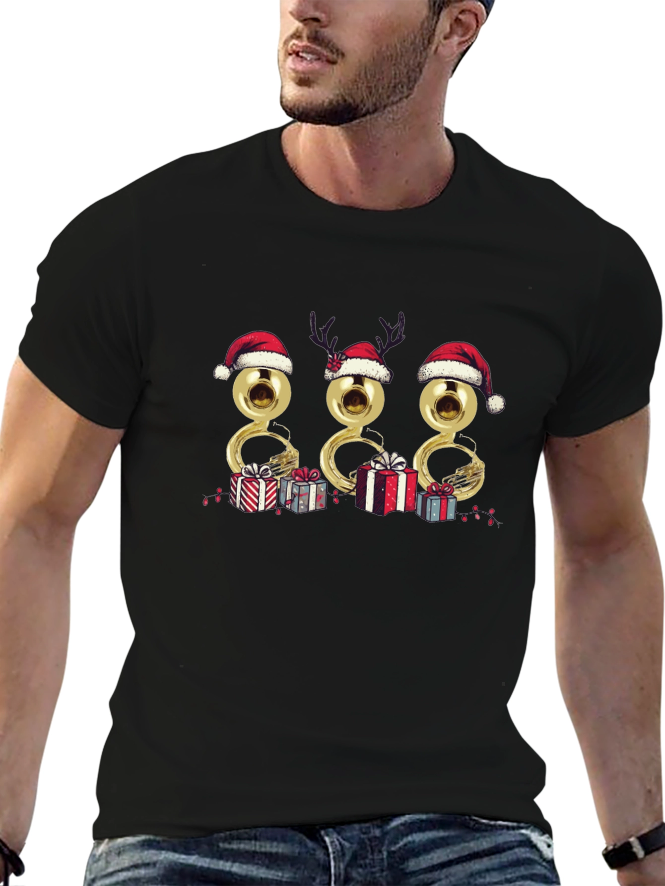 Christmas Tuba Santa Hat T-Shirt