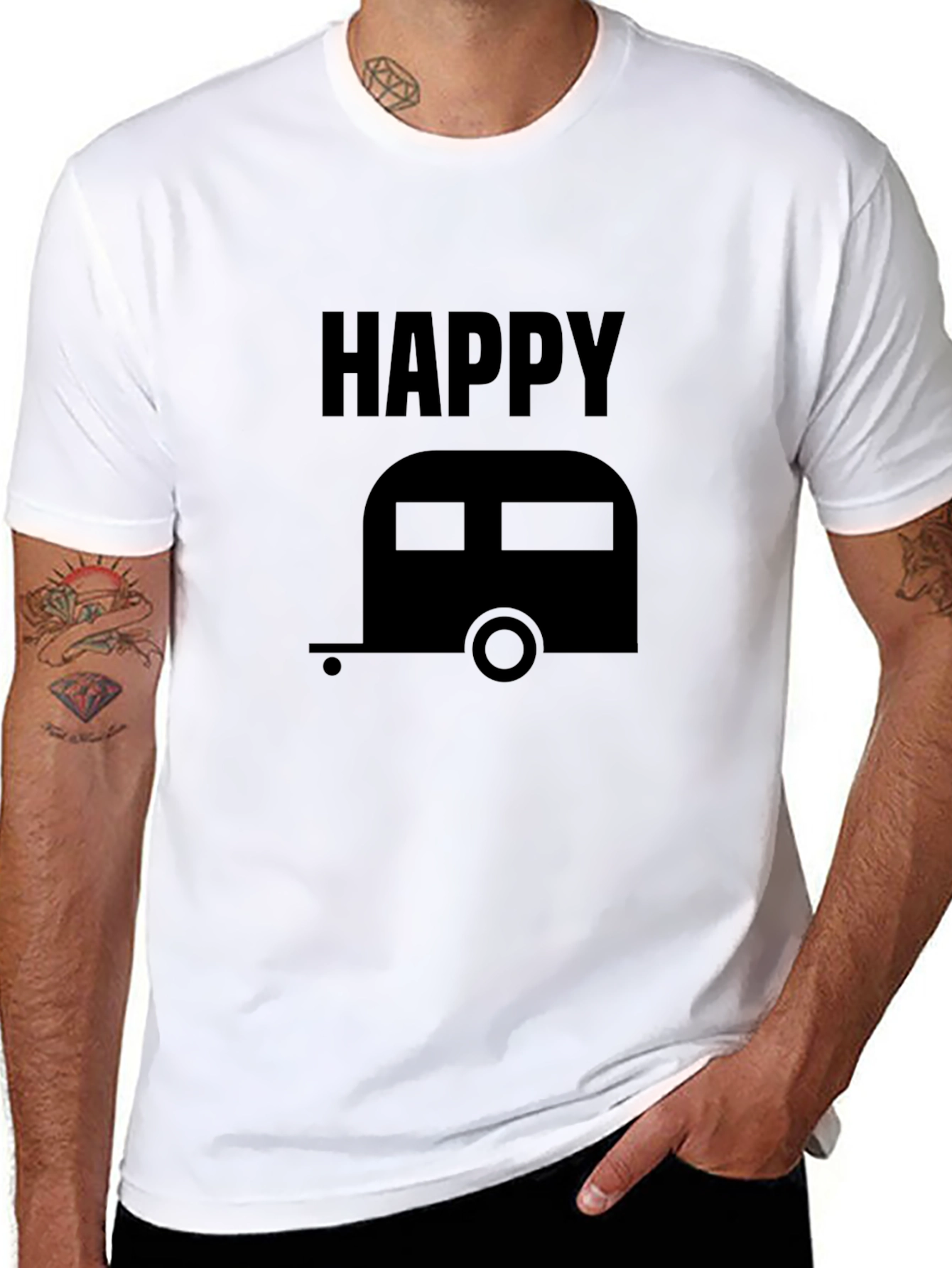 Happy Camper Graphic Tee - Black Unisex Shirt