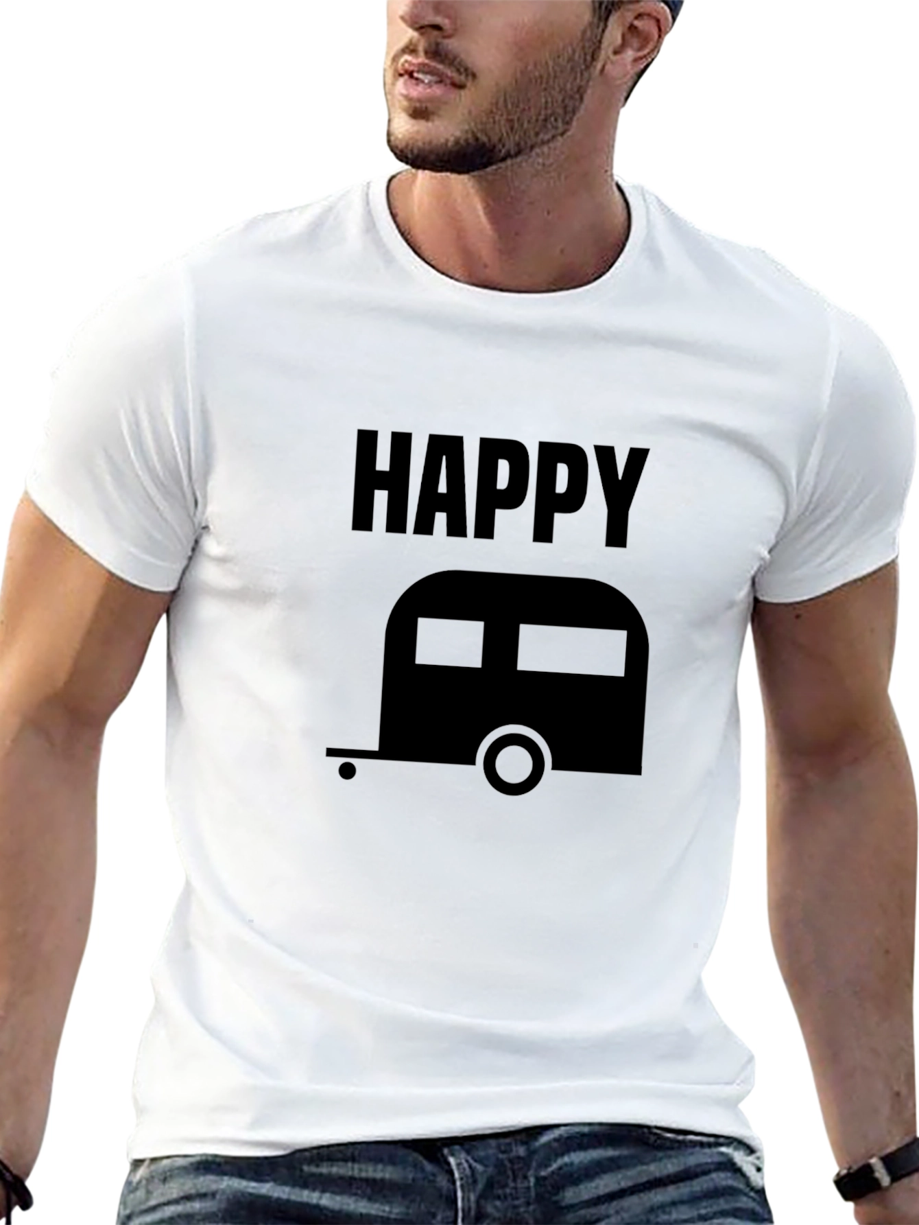 Happy Camper Graphic Tee - Black Unisex Shirt
