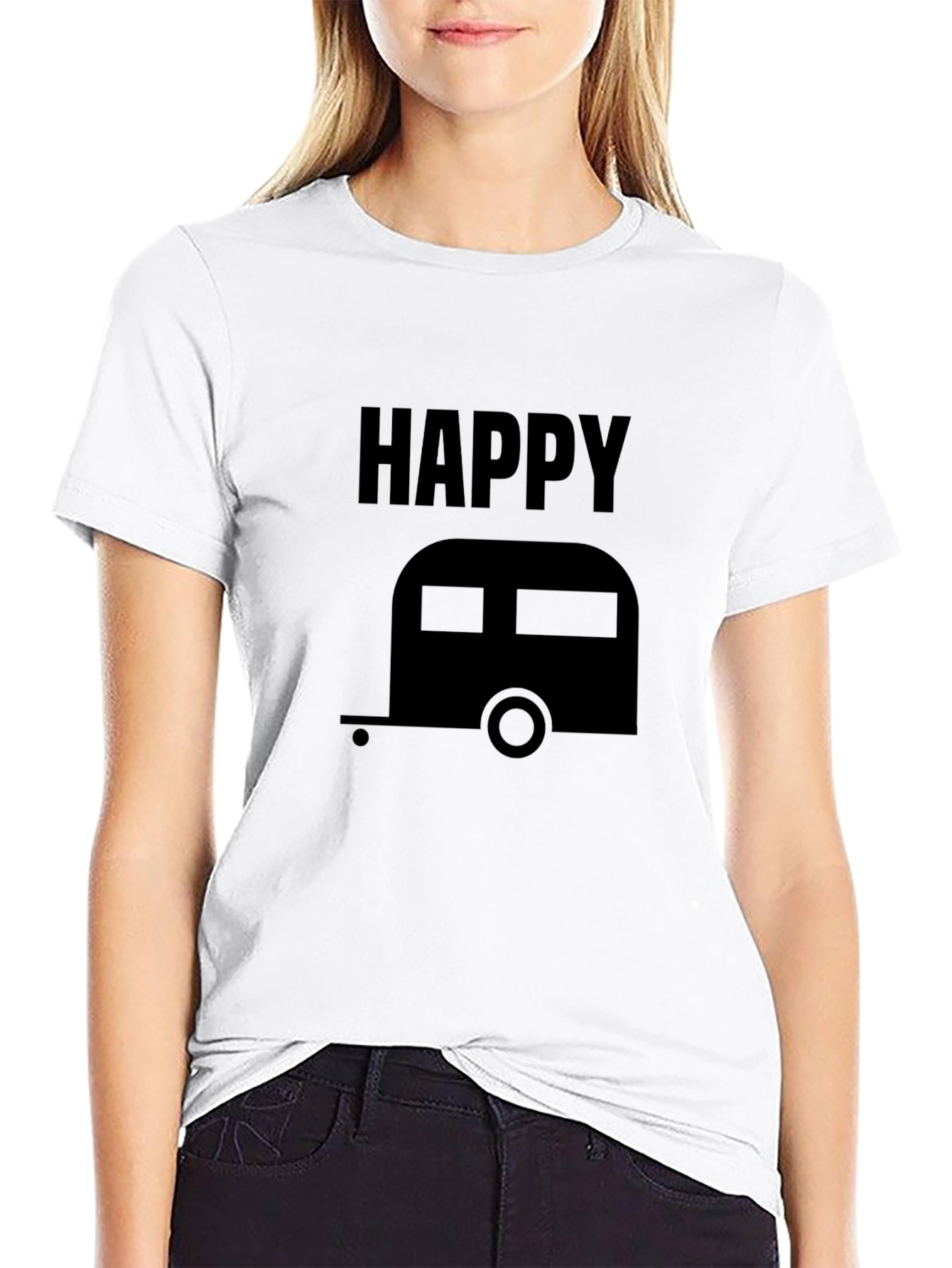 Happy Camper Graphic Tee - Black Unisex Shirt