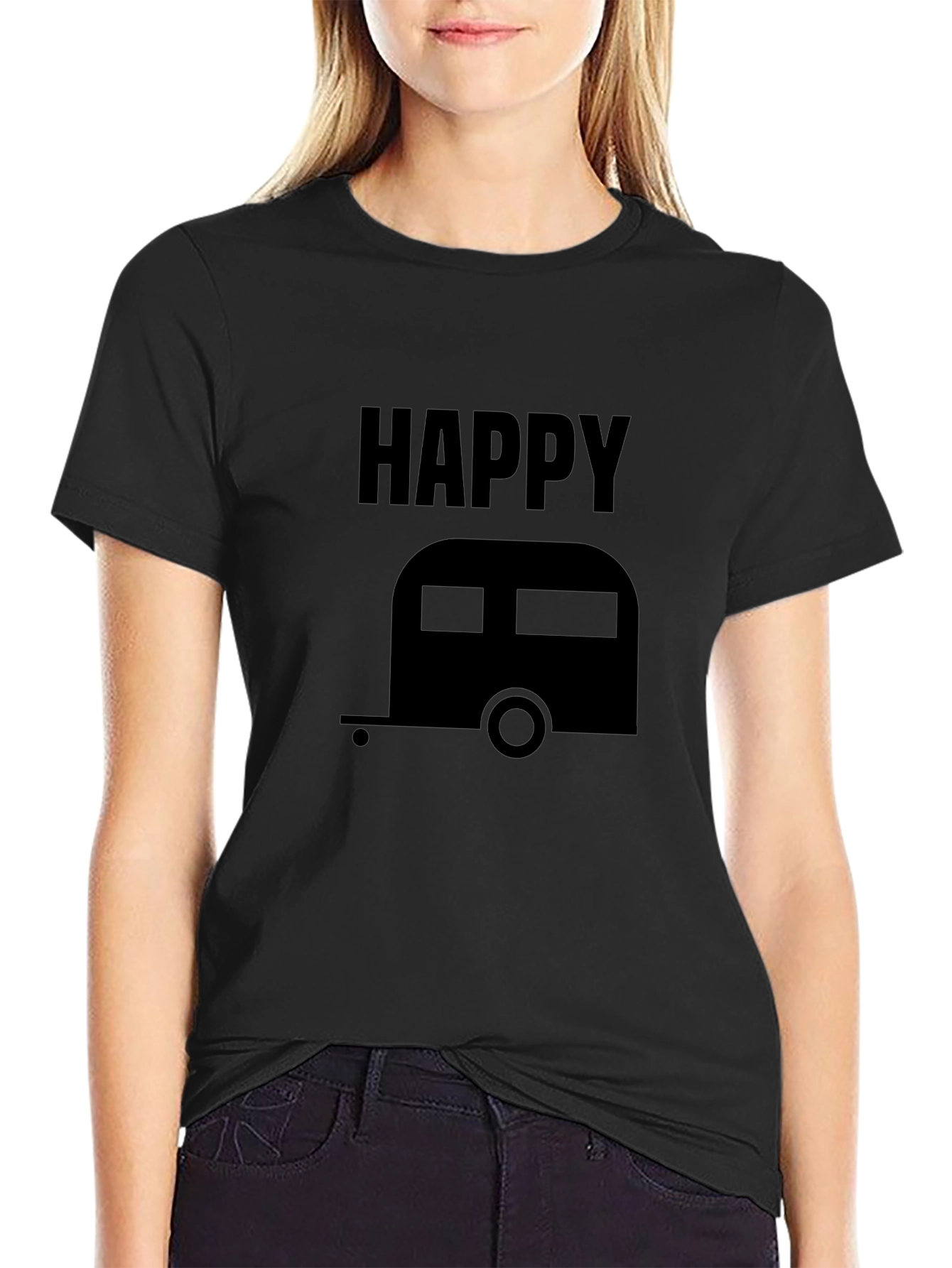 Happy Camper Graphic Tee - Black Unisex Shirt