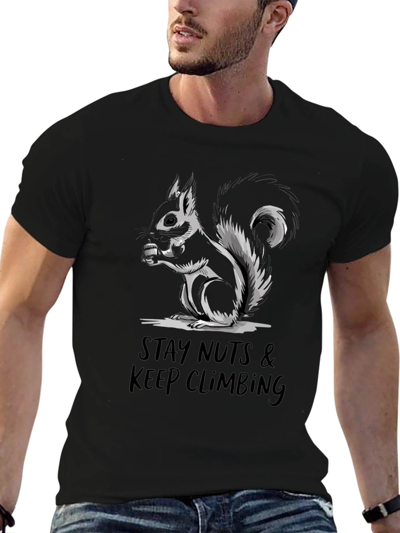Stay Nuts Climbing T-Shirt: Squirrel Graphic Tee