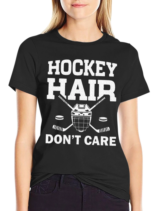 Hockey Hair Dont Care Black T-Shirt