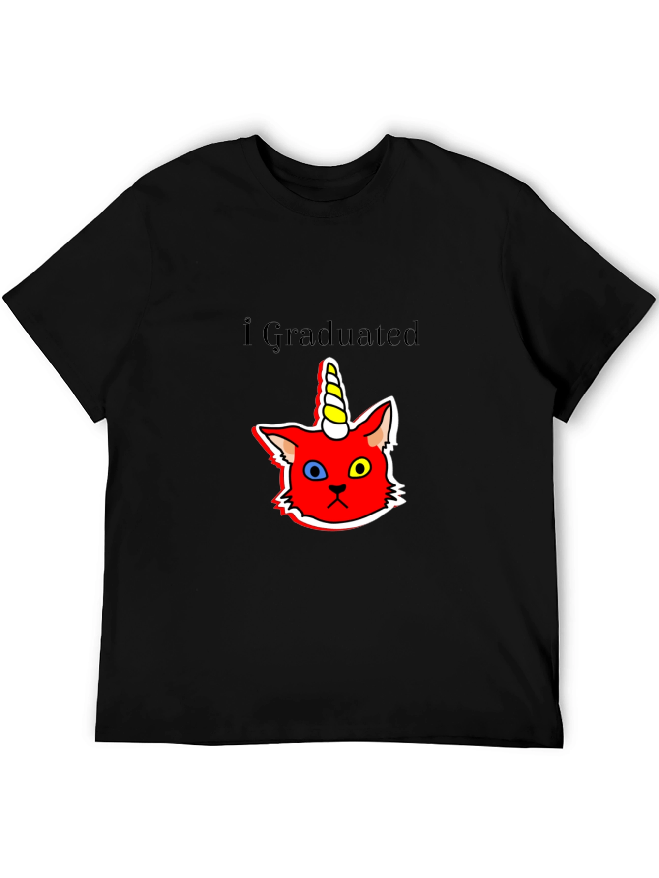 Graduated Unicorn Cat Black T-Shirt